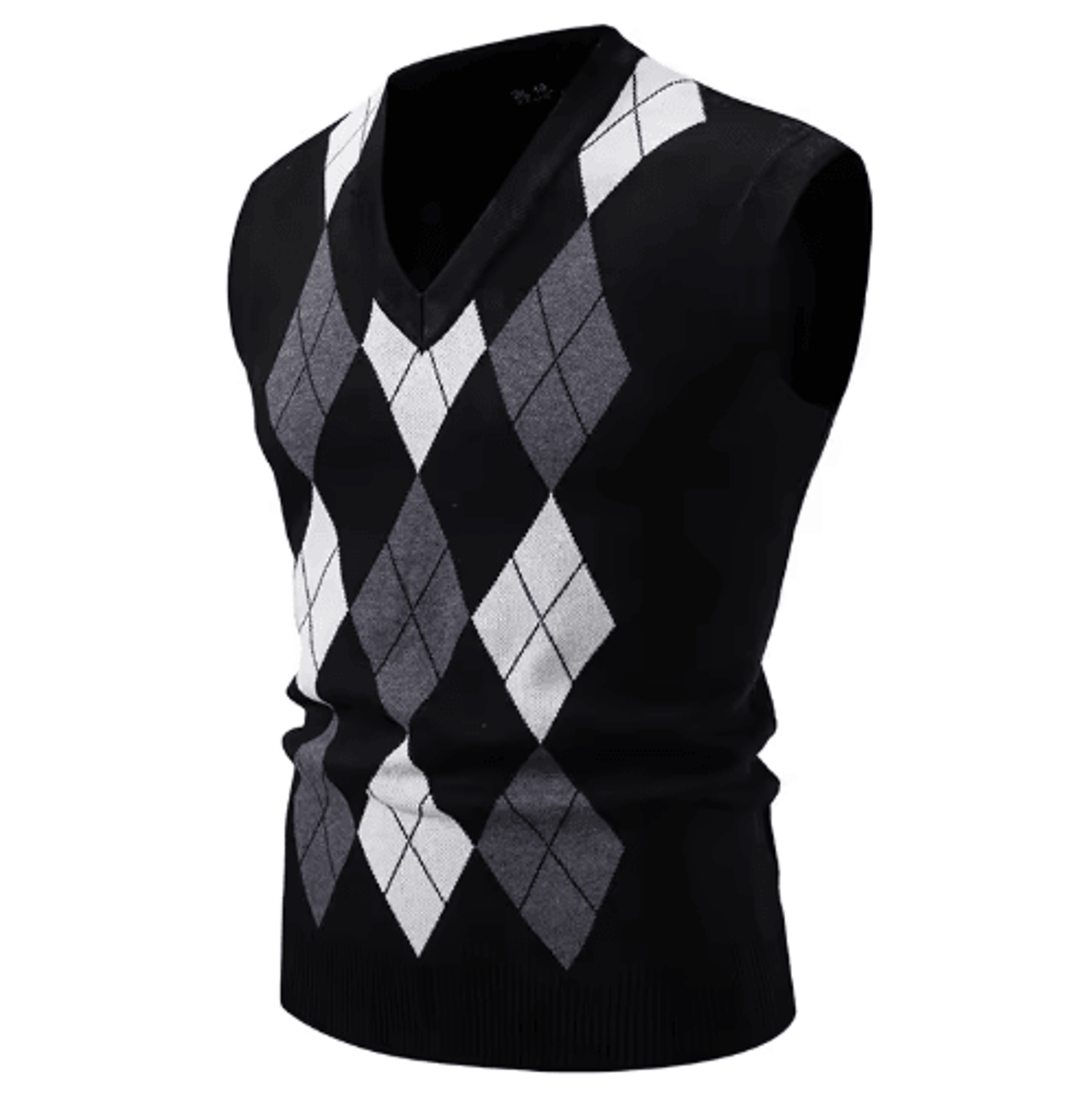 Mens Argyle Knit Vest V Neck Sleeveless Slim Fit Pullover Sweater 6