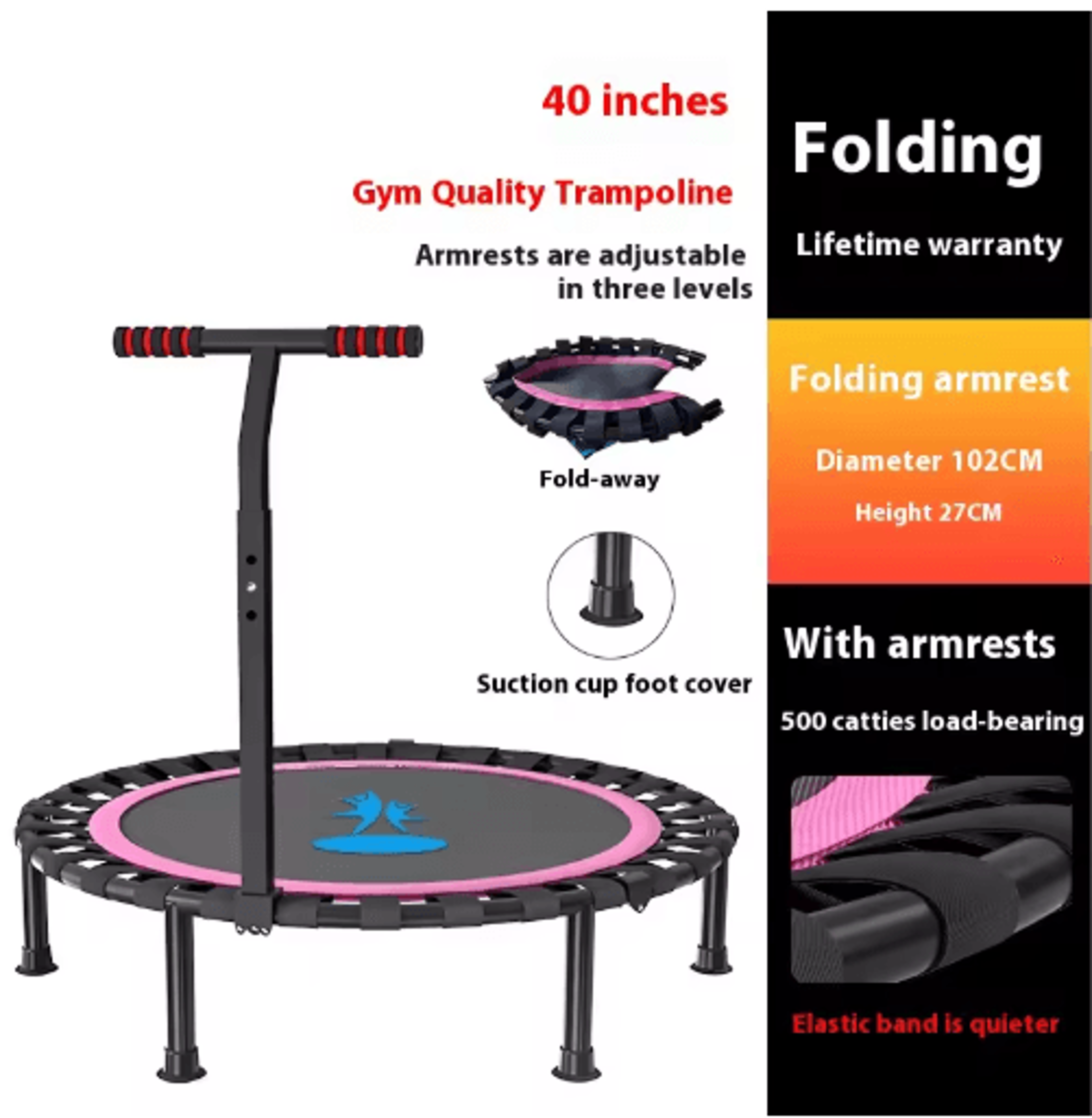 Home Fitness Trampoline Indoor Jumping Bed For Kids And Adults 5