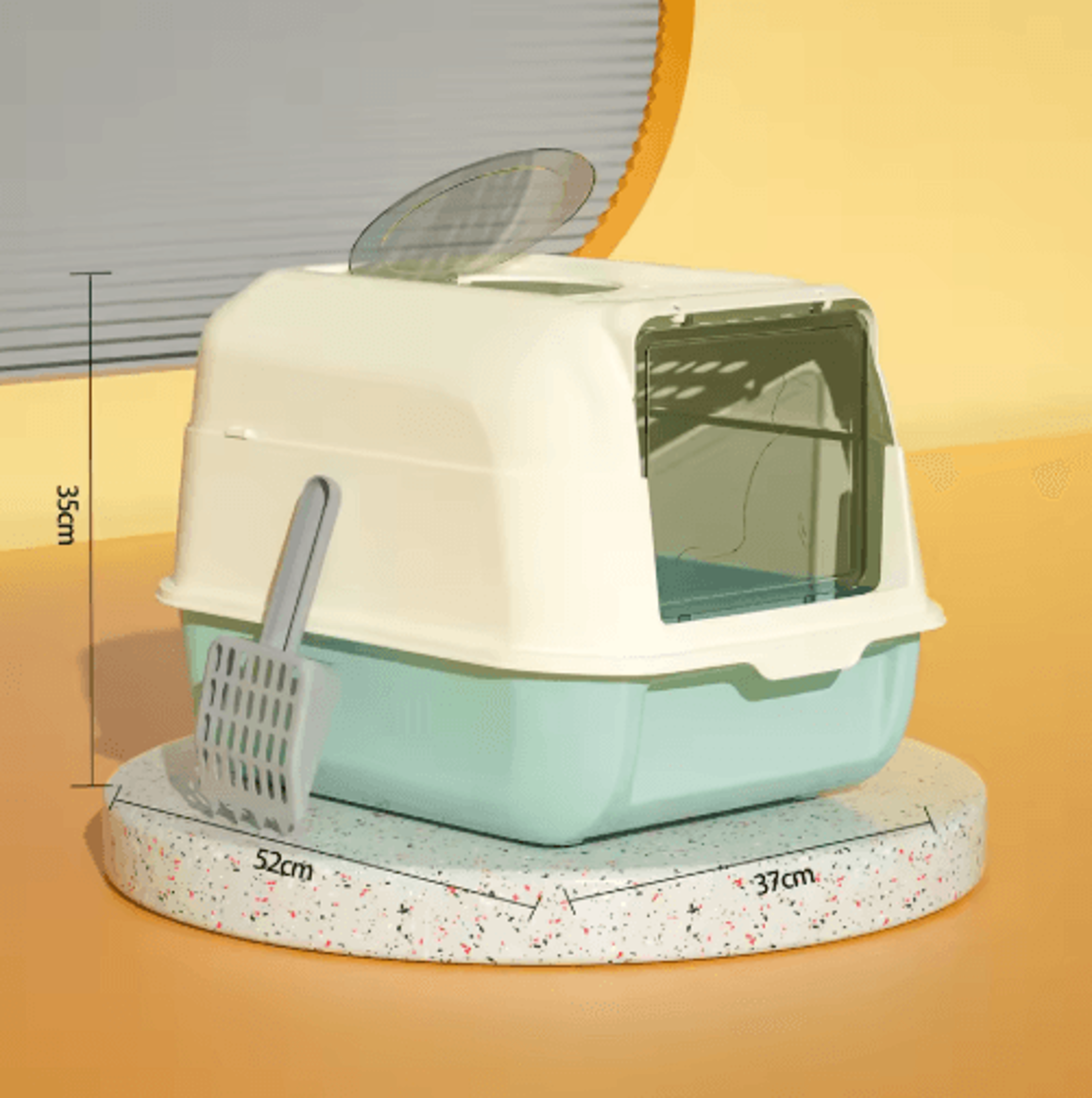 XL Fully Enclosed Anti Spill Cat Litter Box Odor Proof With Carry Handle 3