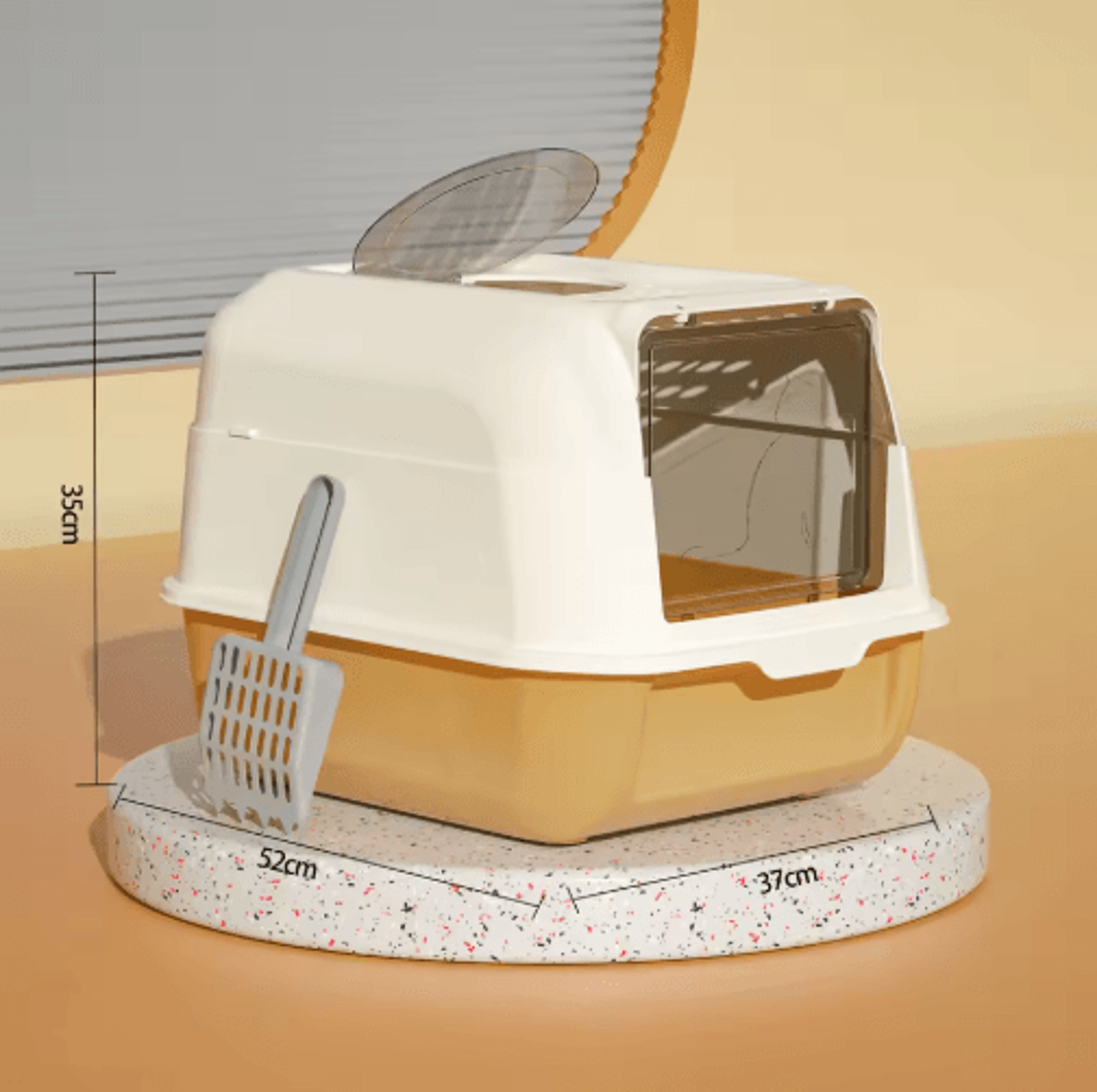 XL Fully Enclosed Anti Spill Cat Litter Box Odor Proof With Carry Handle 5