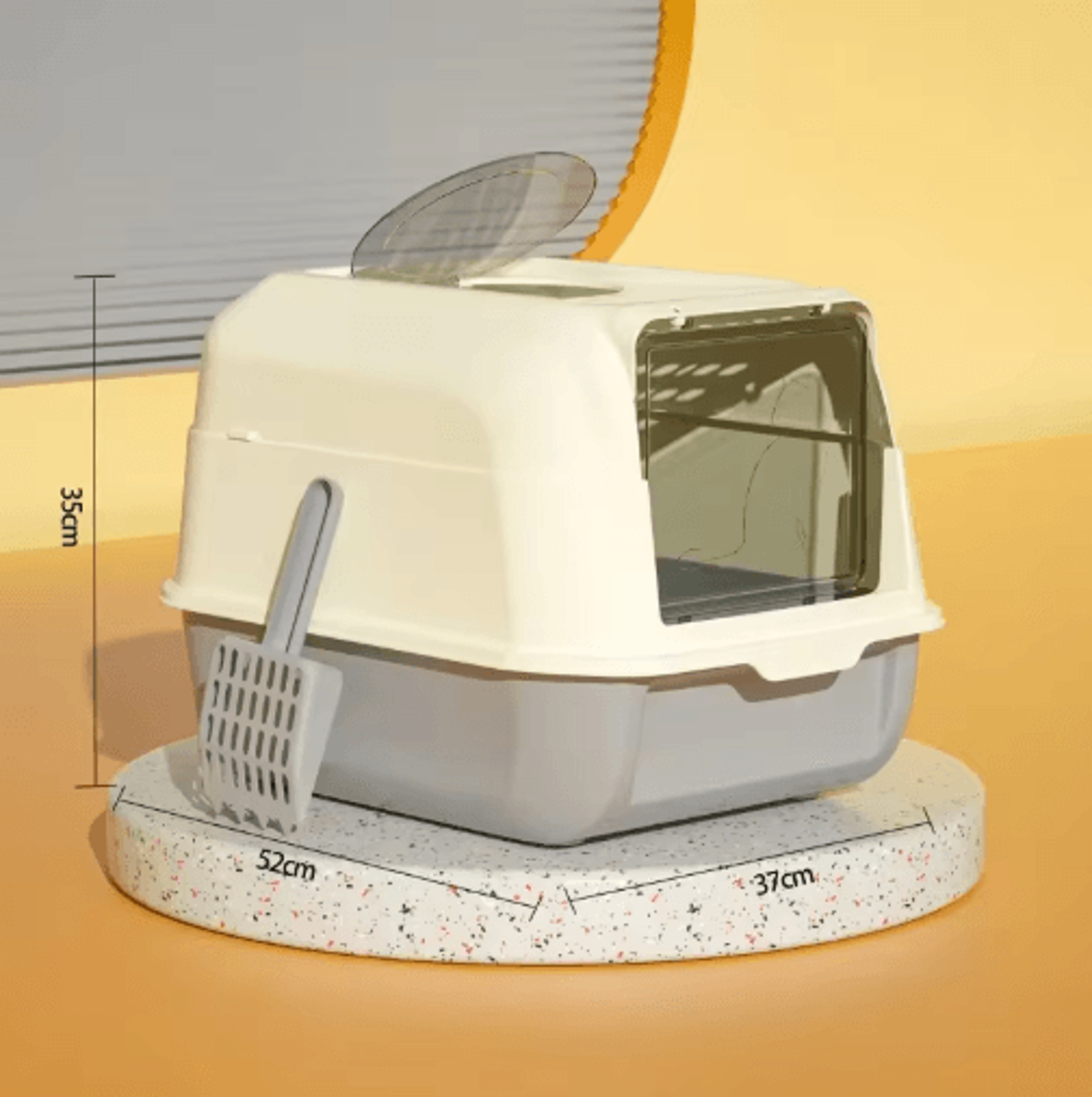 XL Fully Enclosed Anti Spill Cat Litter Box Odor Proof With Carry Handle 23