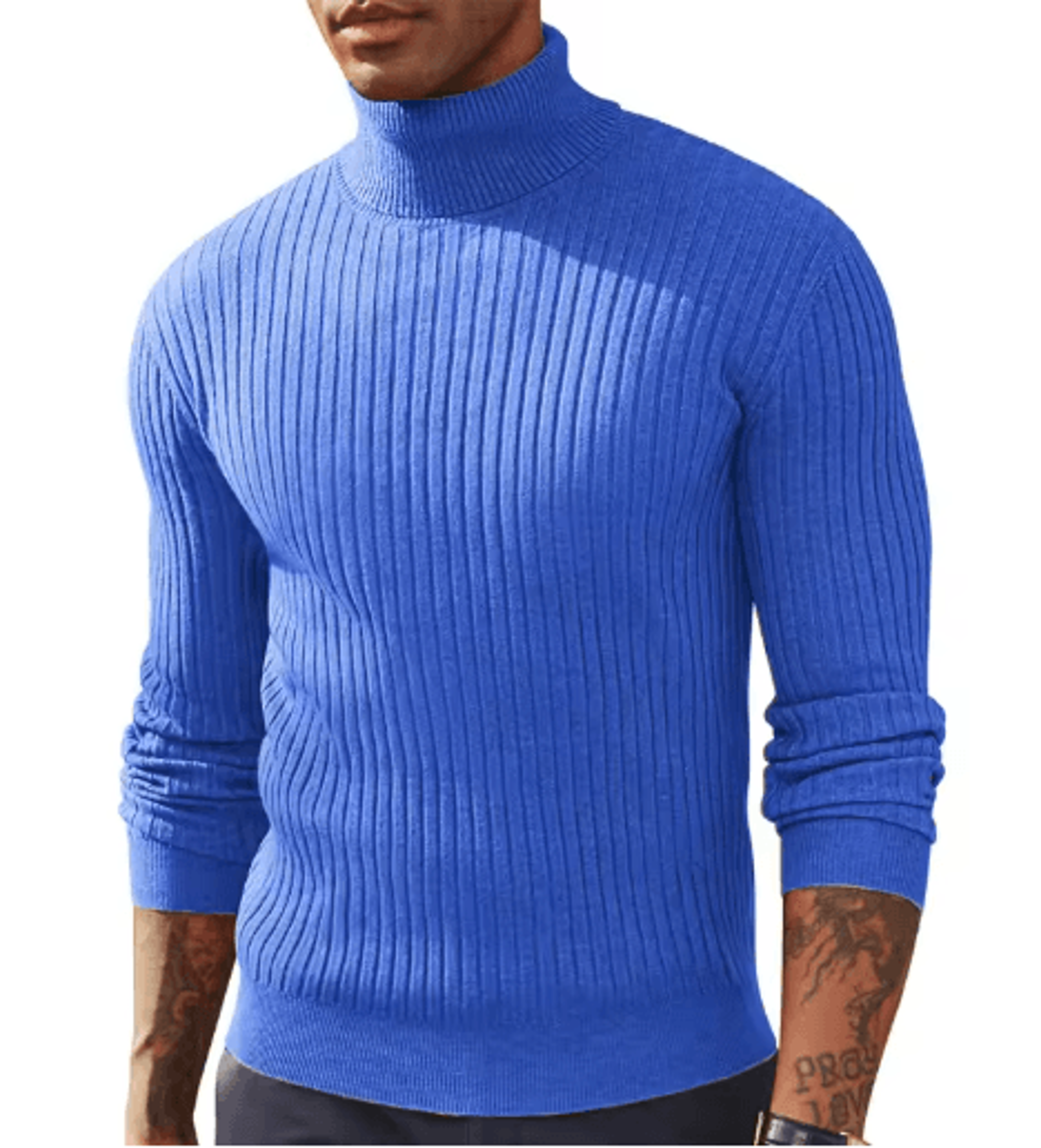 Mens Slim Fit Turtleneck Sweater Warm Knitted Long Sleeve Pullover 1