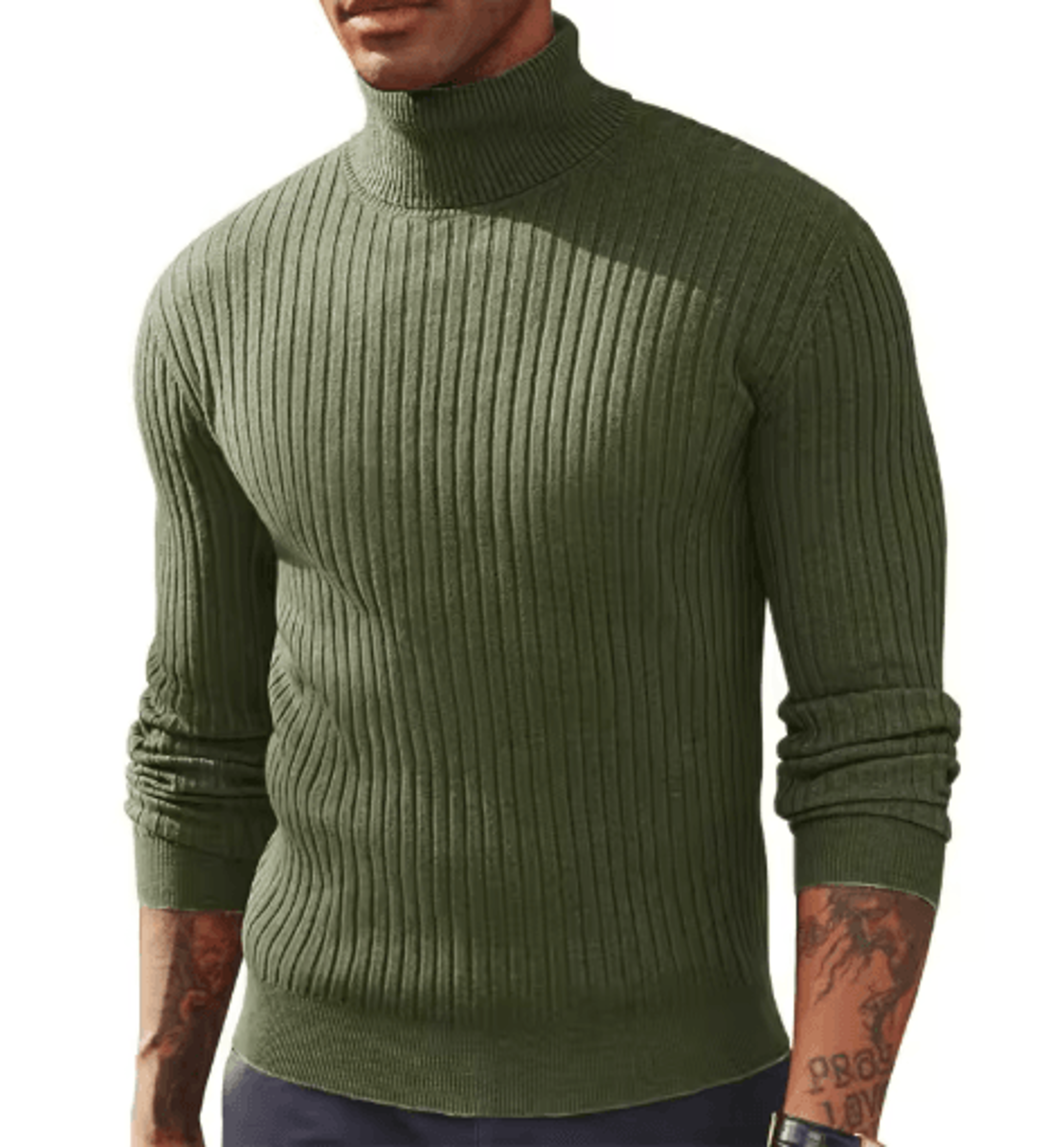 Mens Slim Fit Turtleneck Sweater Warm Knitted Long Sleeve Pullover 4