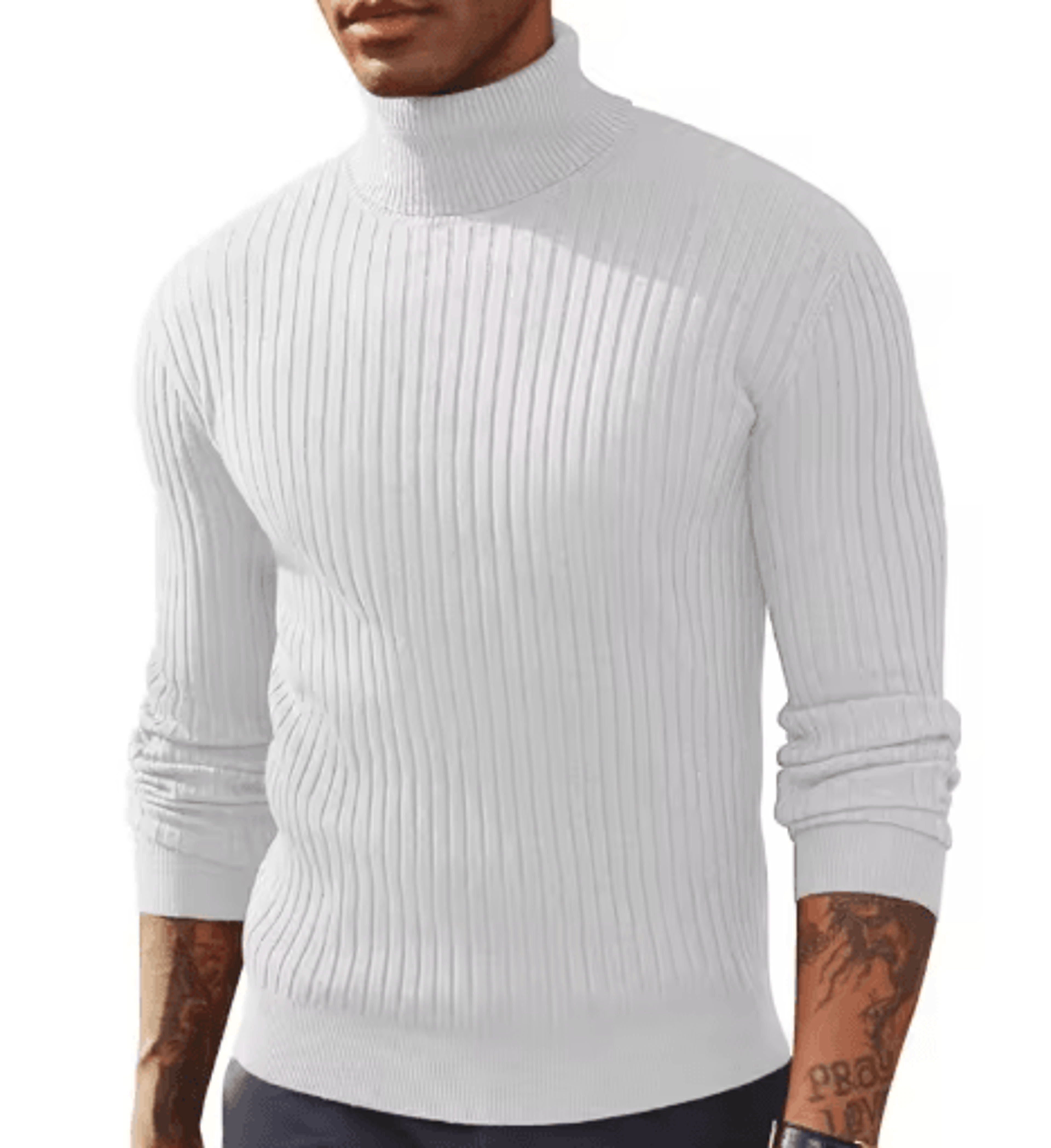 Mens Slim Fit Turtleneck Sweater Warm Knitted Long Sleeve Pullover 8
