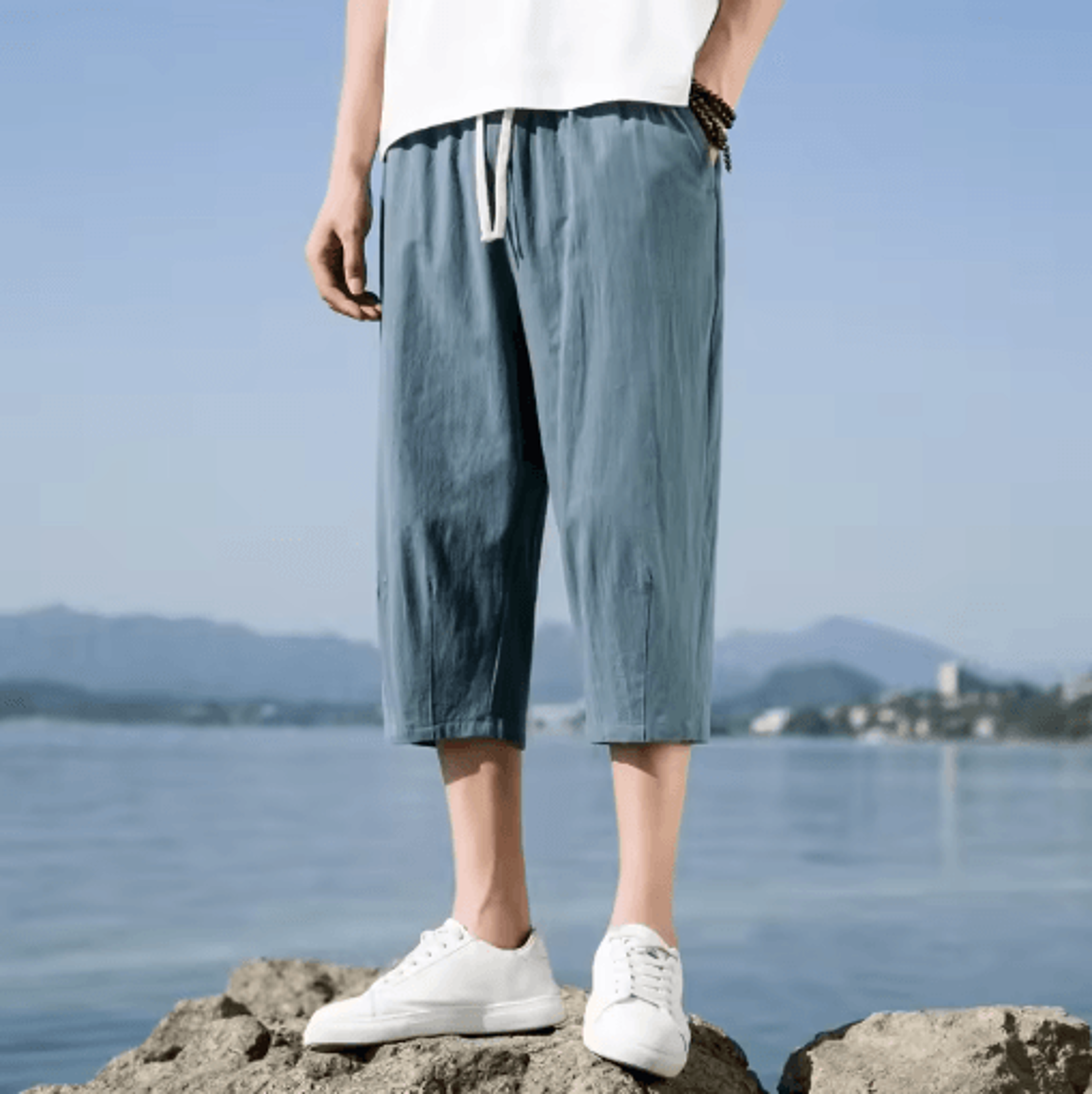 Mens Summer Linen Cotton Shorts Lightweight Casual Straight Shorts For Gym And Beach 9