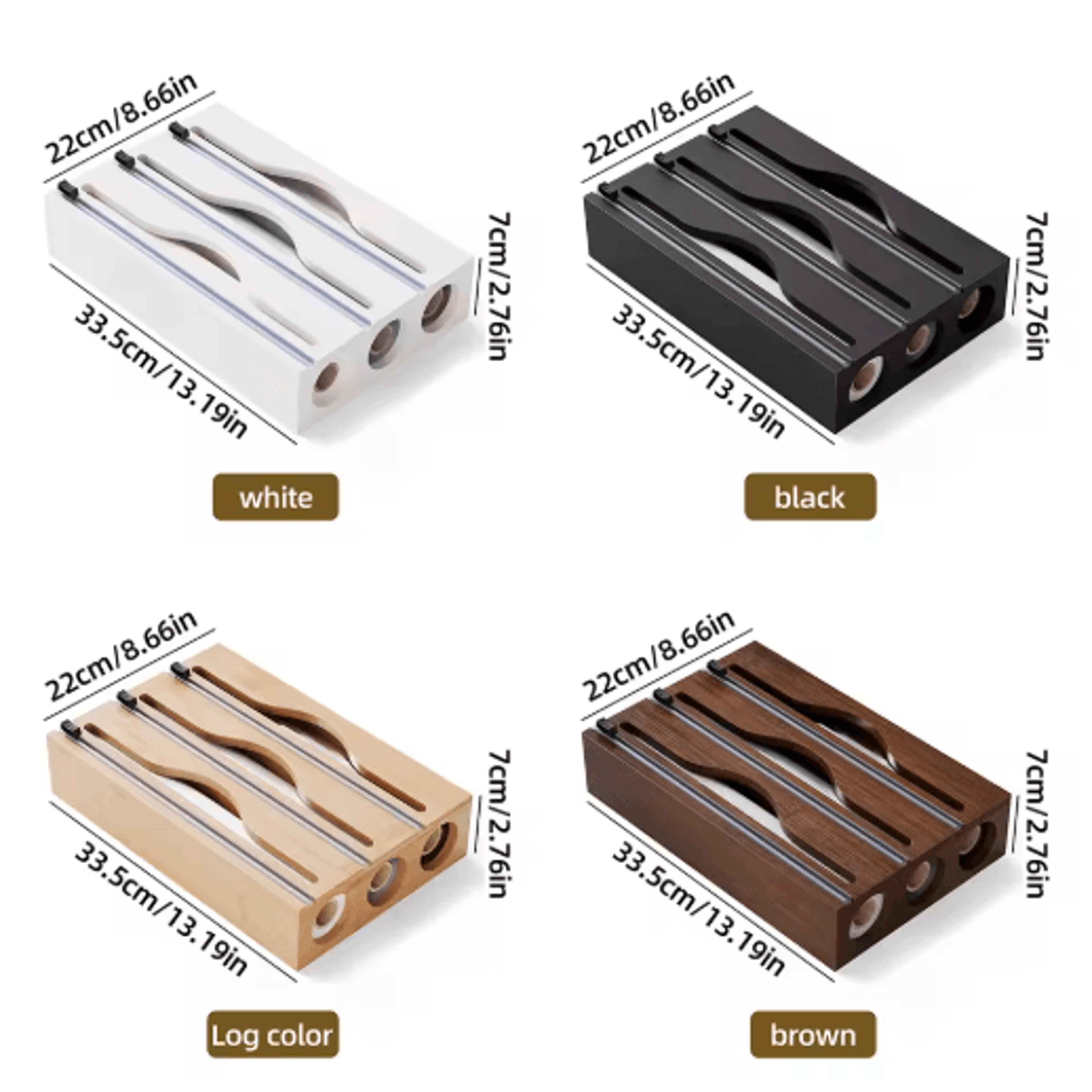 Bamboo Cling Film Tin Foil Cutter Box Kitchen Organizer With Built In Cutter 1 Pc 13