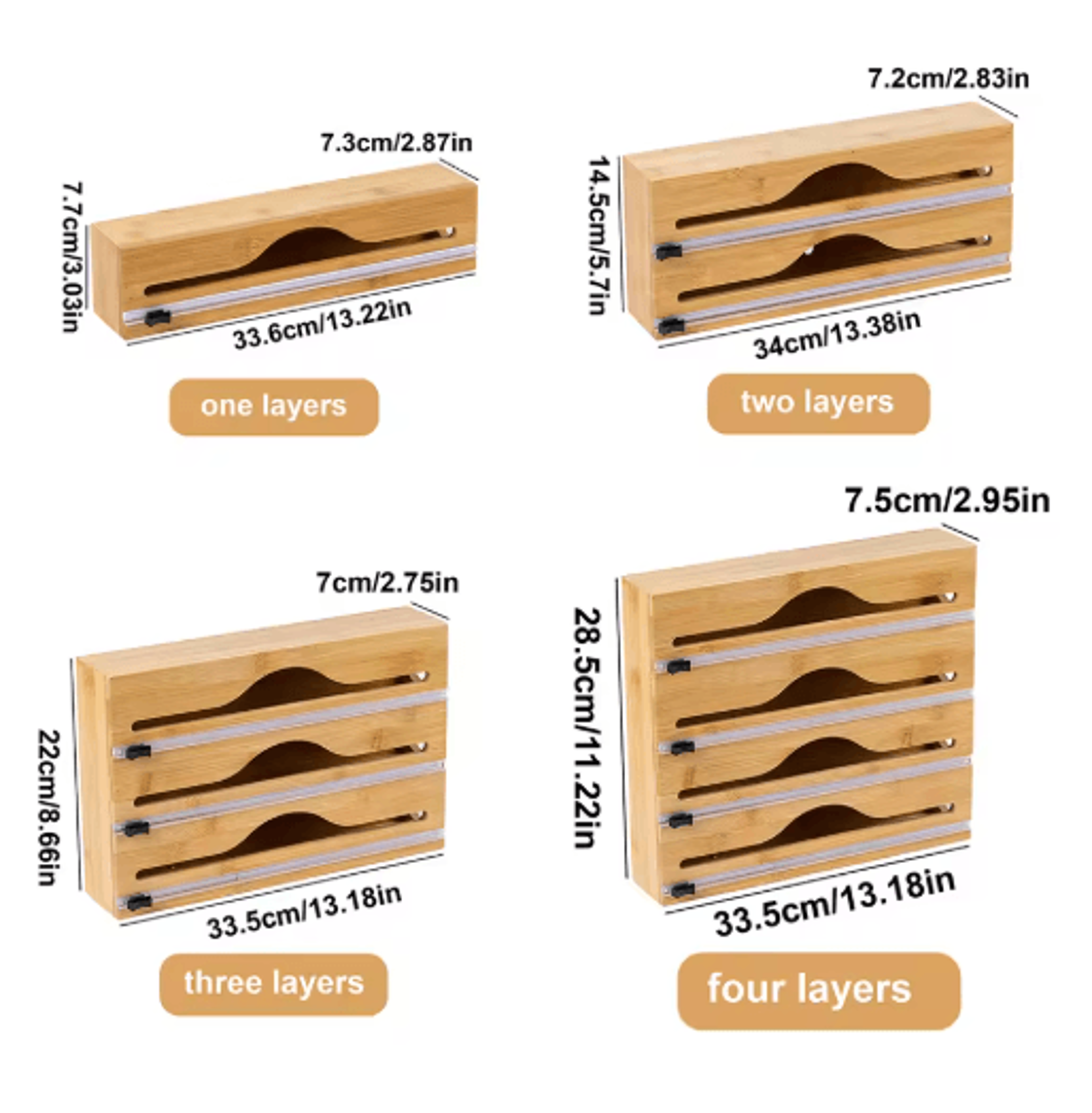 Bamboo Cling Film Tin Foil Cutter Box Kitchen Organizer With Built In Cutter 1 Pc 14