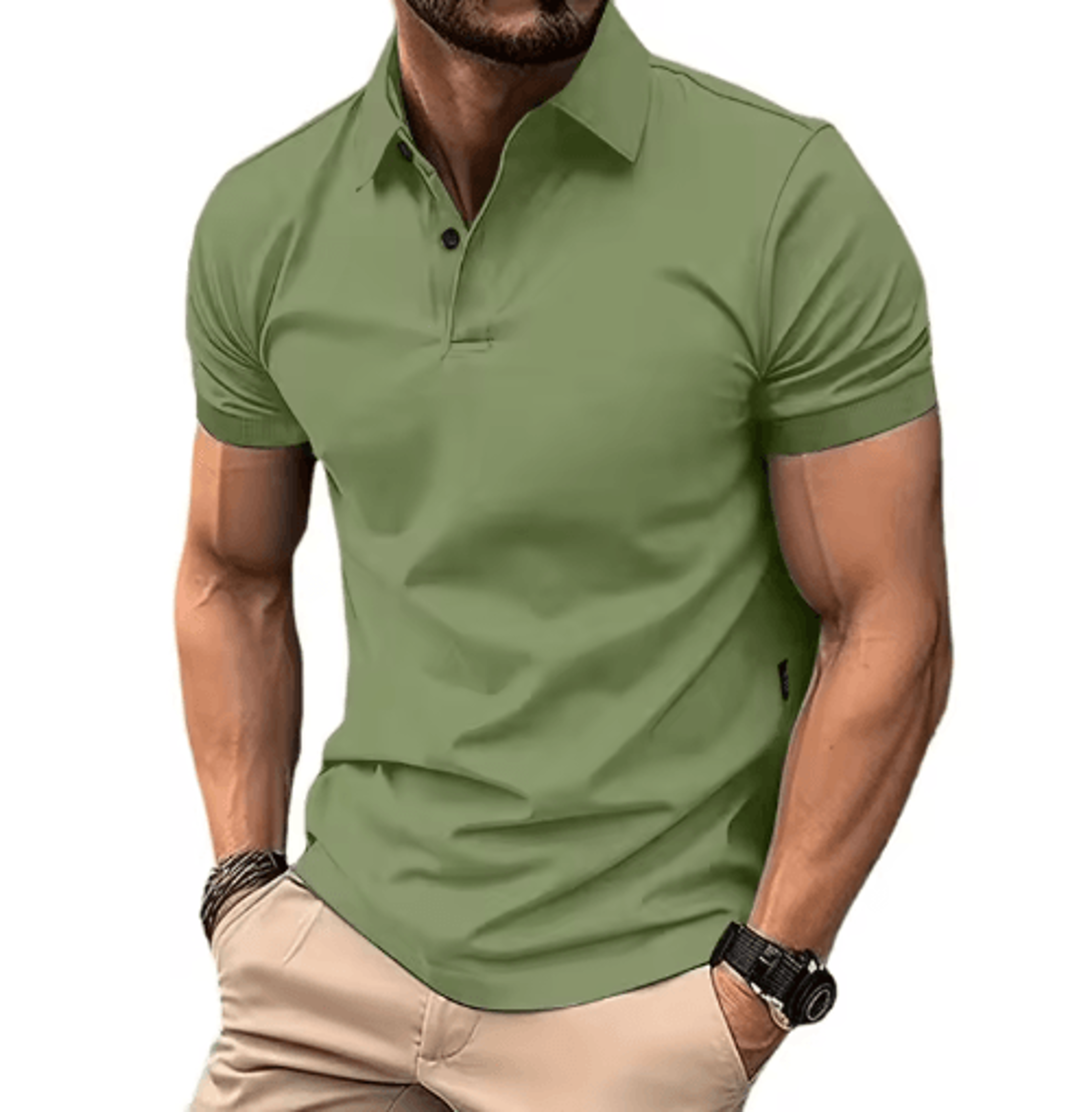 Mens Summer Solid Color Polo Shirt Lightweight Short Sleeve Lapel Tee For Casual And Jogging Wear 4