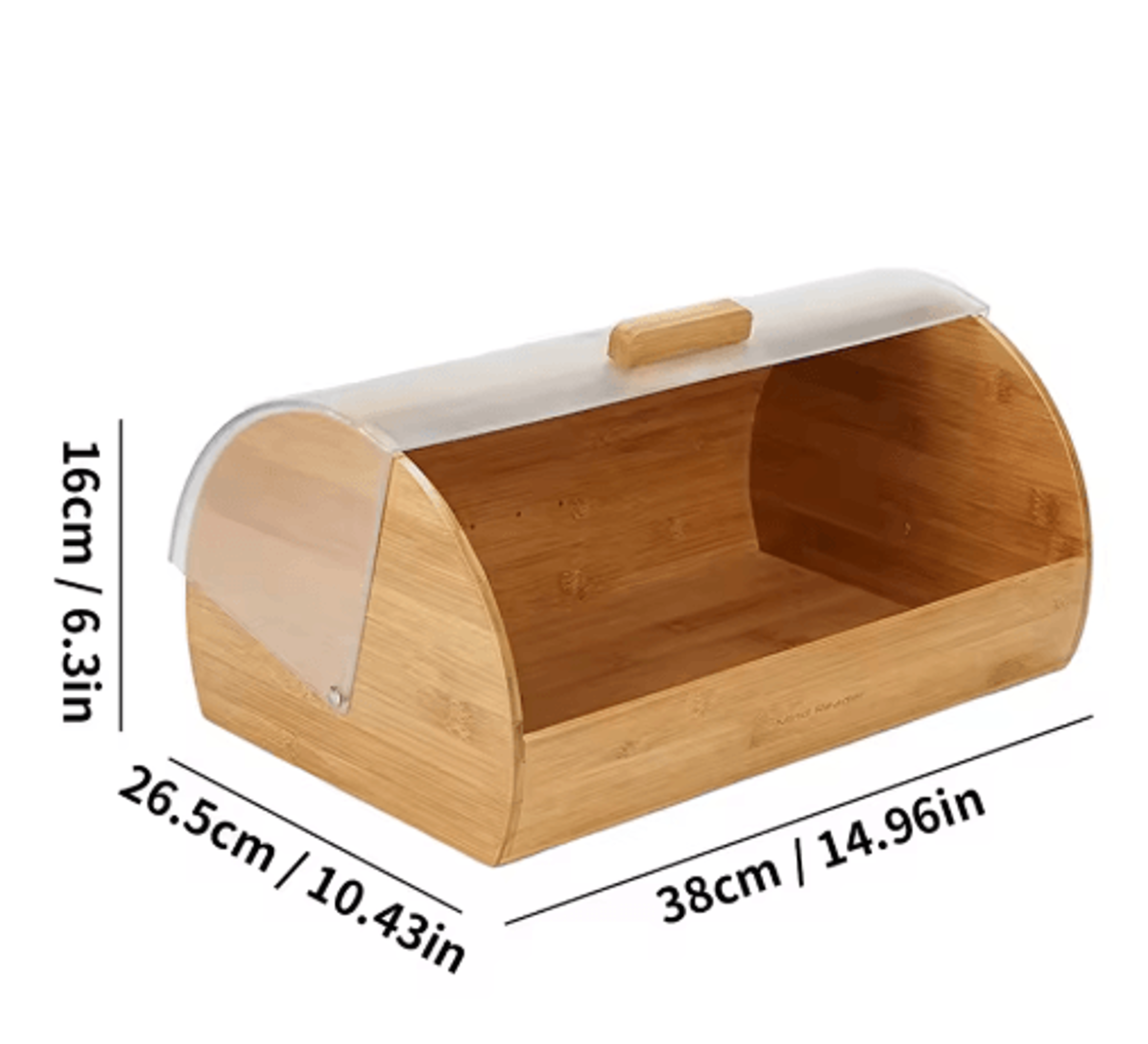 Farmhouse Bamboo Roll Top Bread Box Space Saving Airtight Kitchen Storage With Clear Acrylic Lid 1