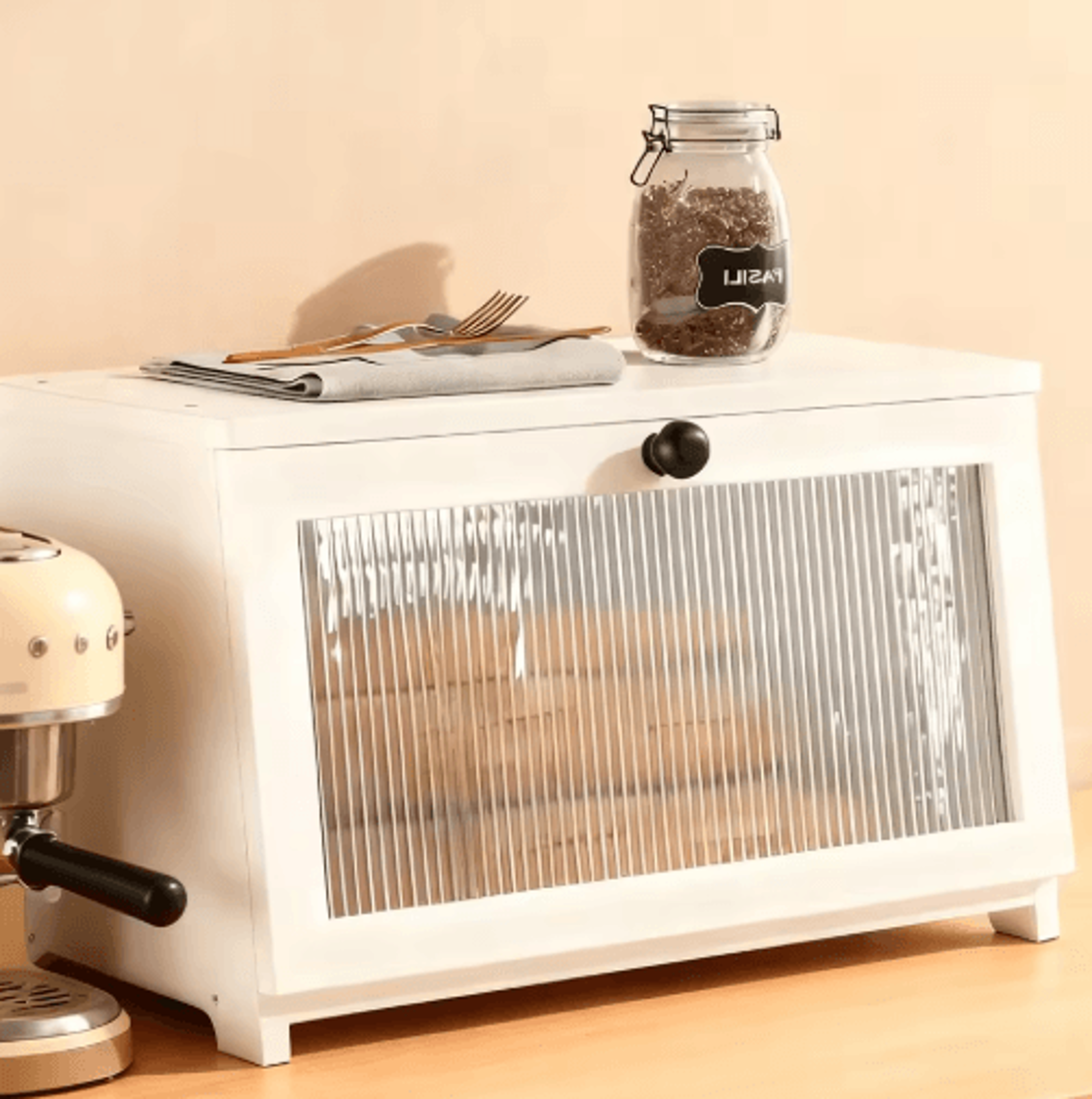 Large Modern Bamboo Bread Box Corner Friendly Countertop Storage With Clear Acrylic Window 5