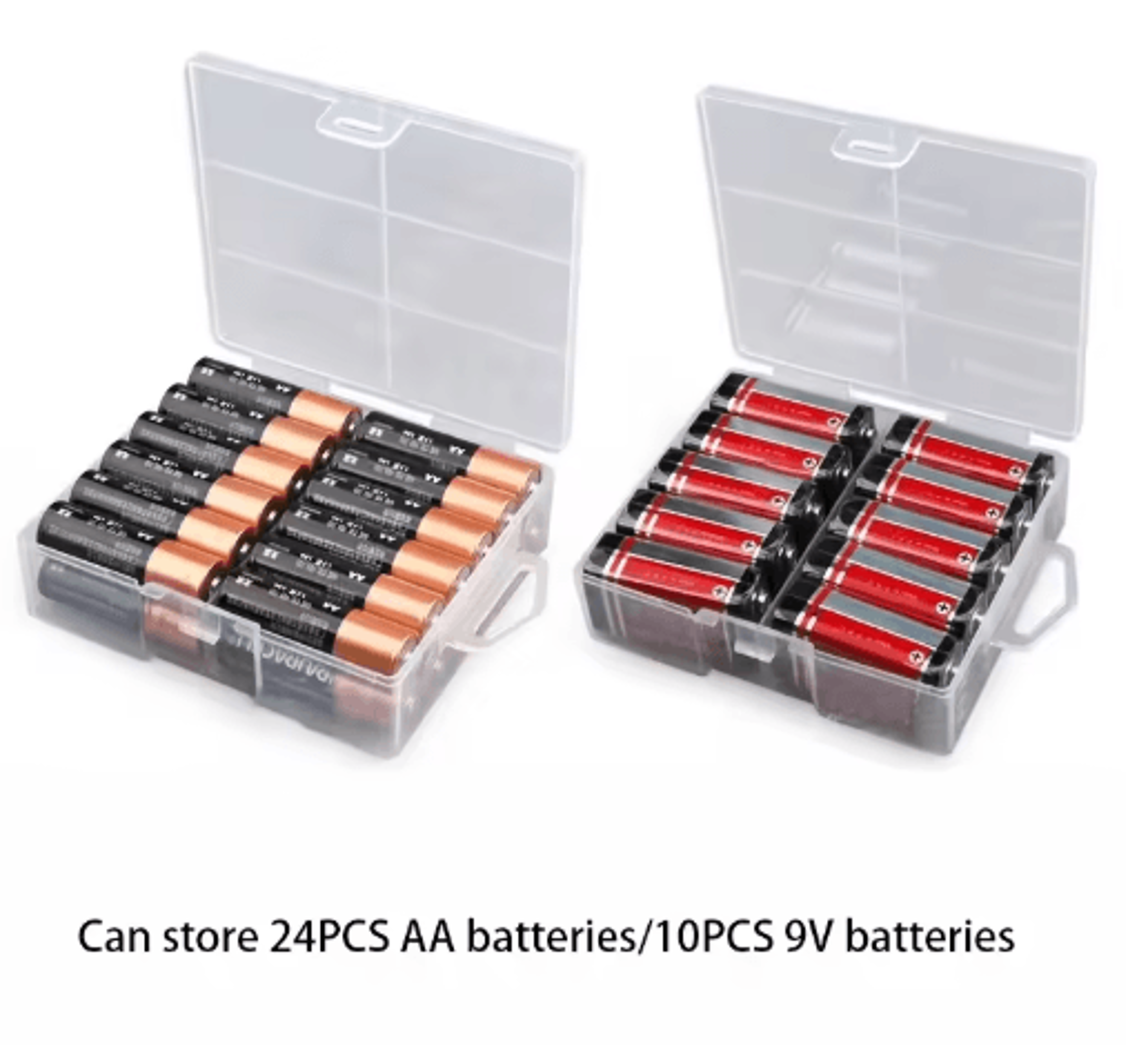 AA And AAA Battery Storage Box Transparent Organizer Holds 24 Batteries 4