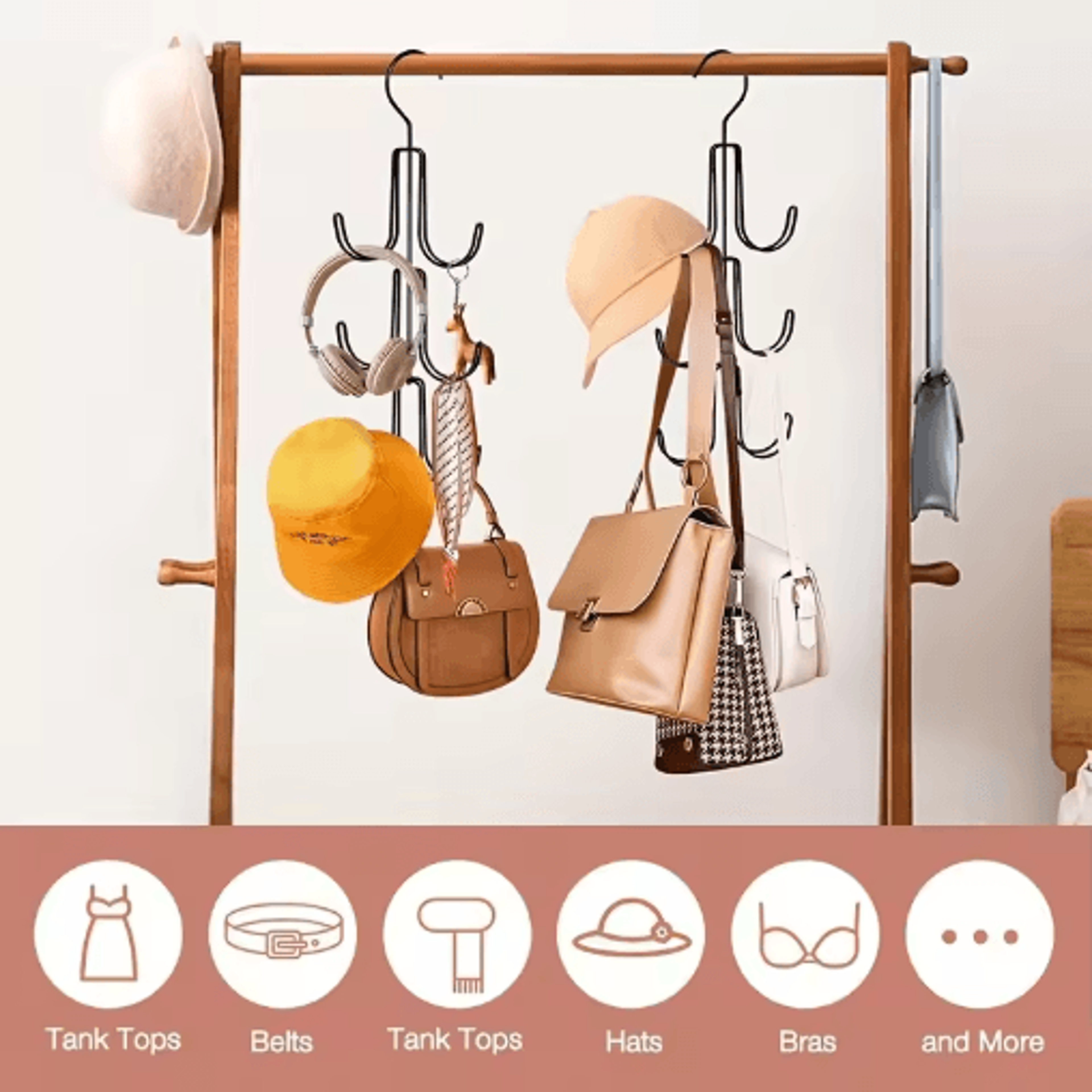 Stainless Steel Multi Layer Hanger Heavy Duty Organizer For Bags And Scarves 3