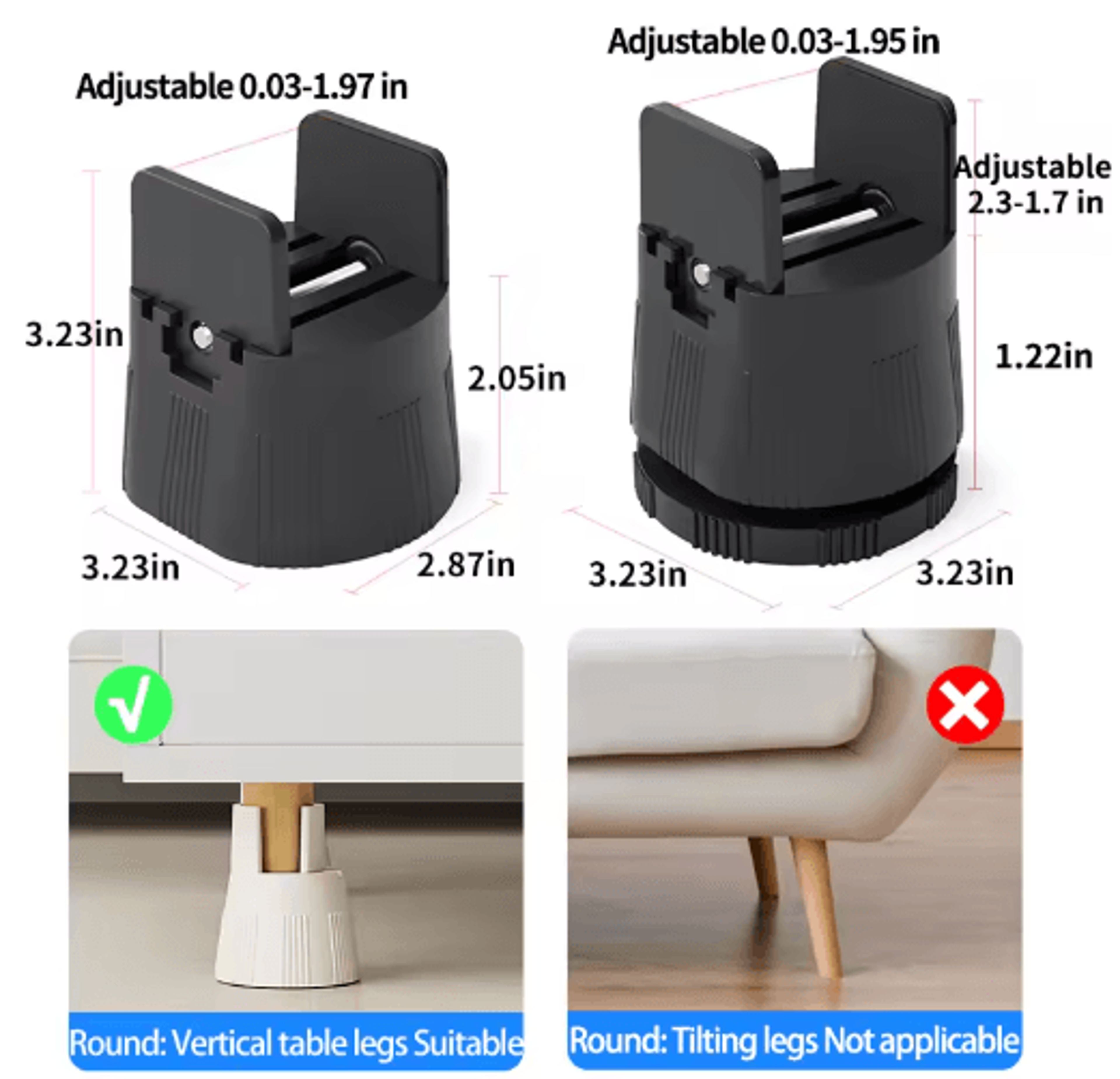 Adjustable Splint Type Furniture Lift Pads Moisture Proof Shock Absorbing Leg Risers 21