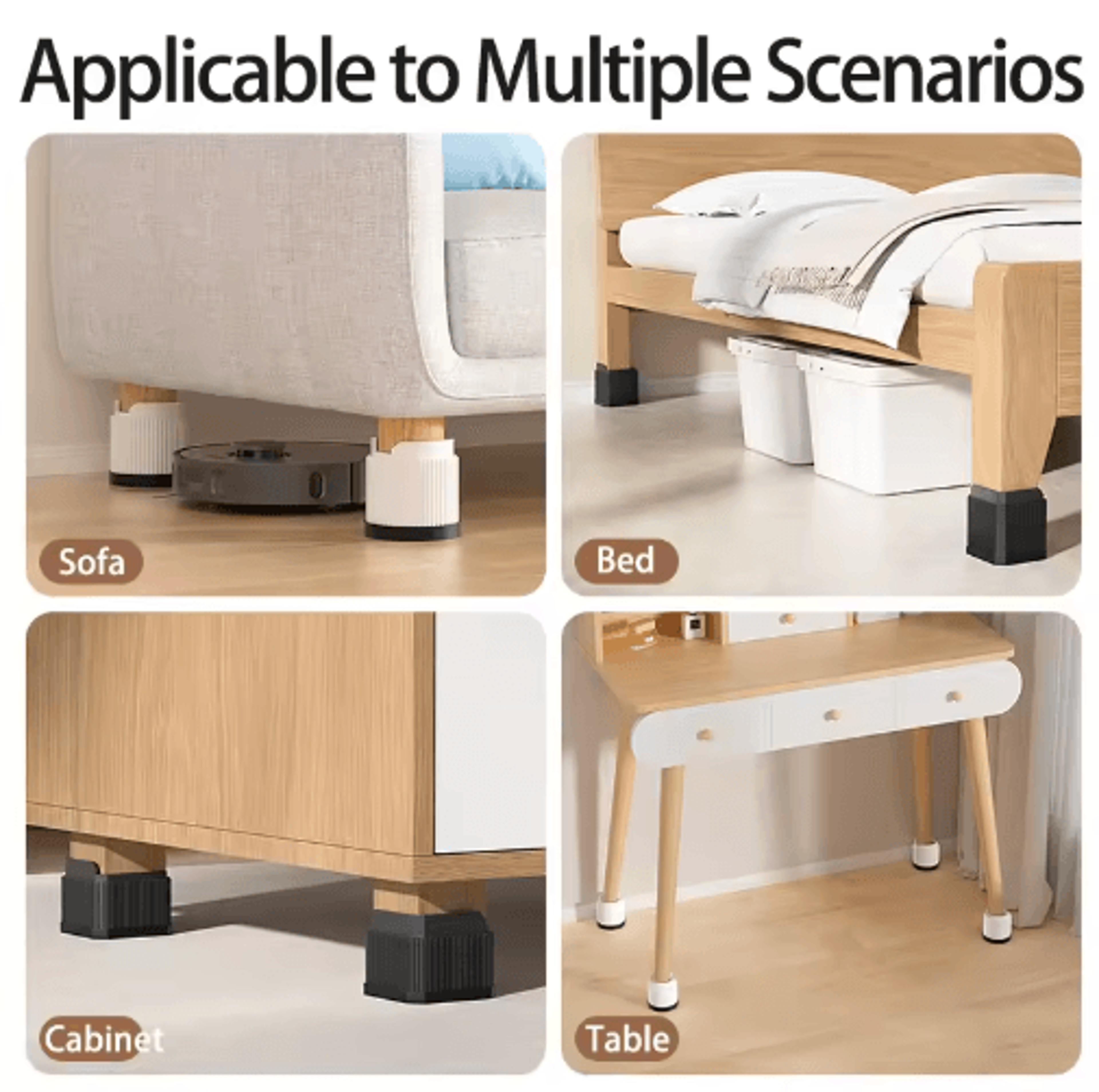 Adjustable Height Furniture Risers Heavy Duty Anti Slip Supports For Sofa Bed And Desk 25