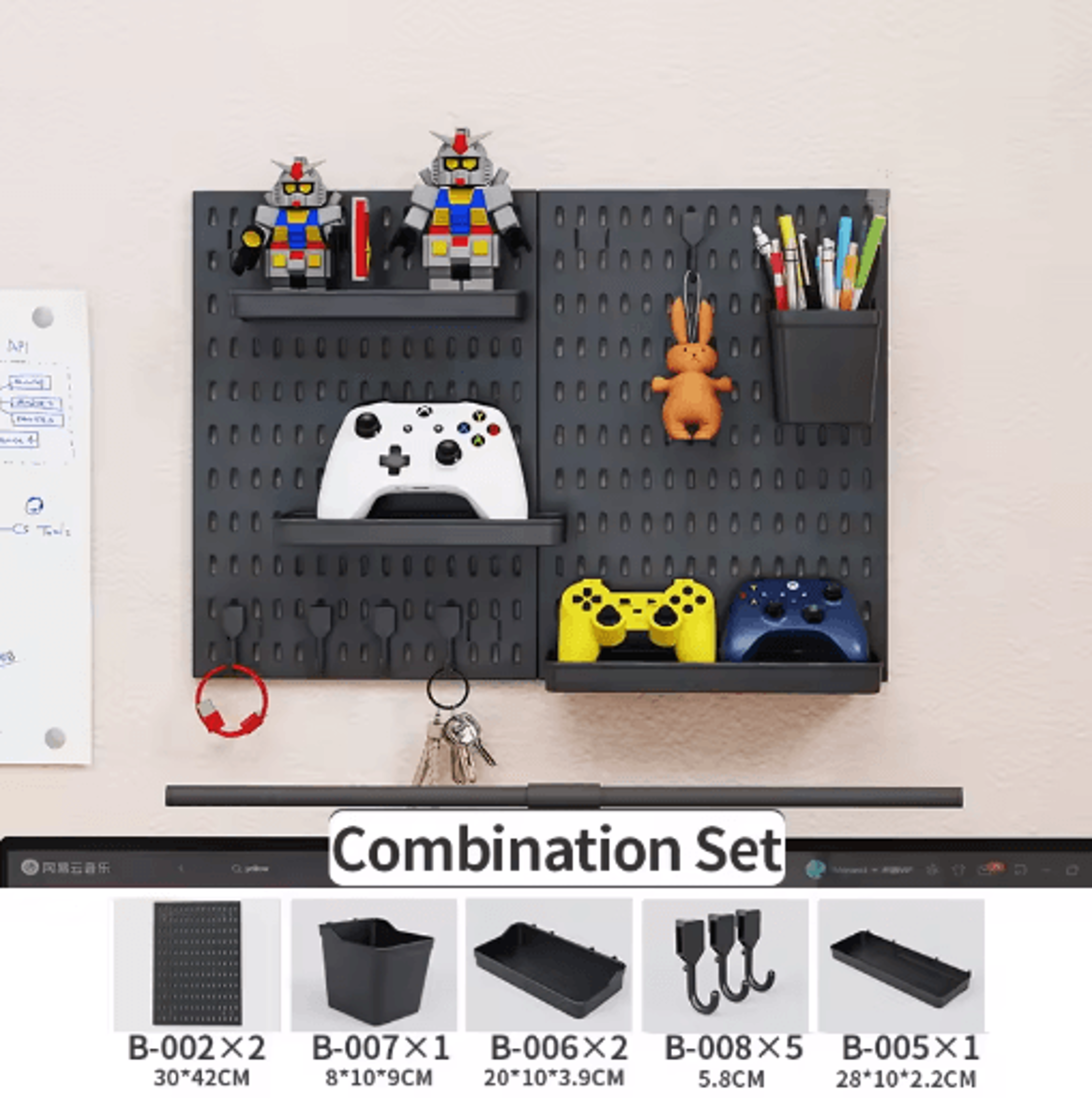 Home Storage Pegboard Gaming Gear Organizer And Figurine Display For Study Gaming Rooms 6