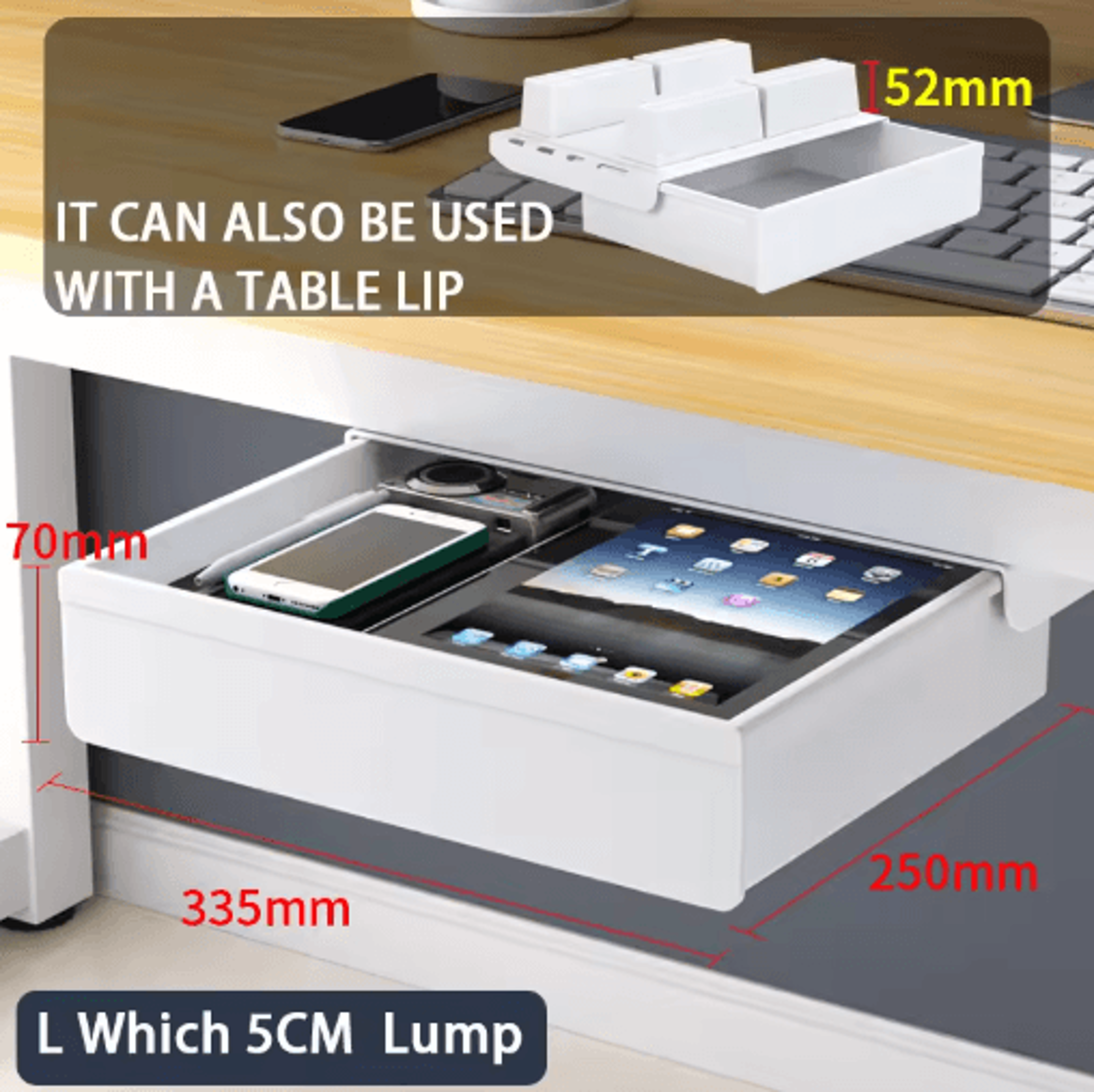 Self Adhesive Under Desk Drawer Drill Free Plastic Storage For Office And Home 5