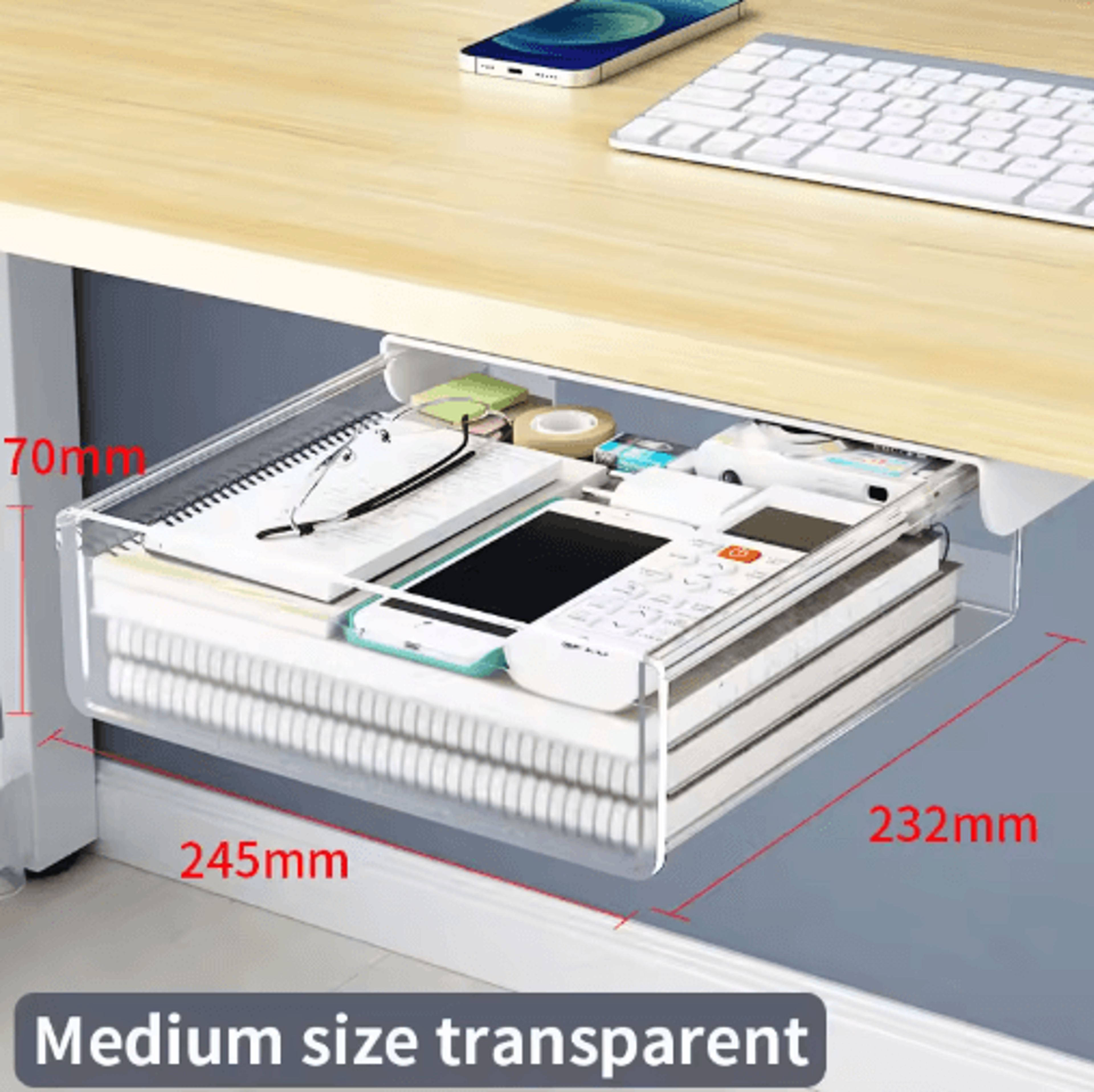 Self Adhesive Under Desk Drawer Drill Free Plastic Storage For Office And Home 11