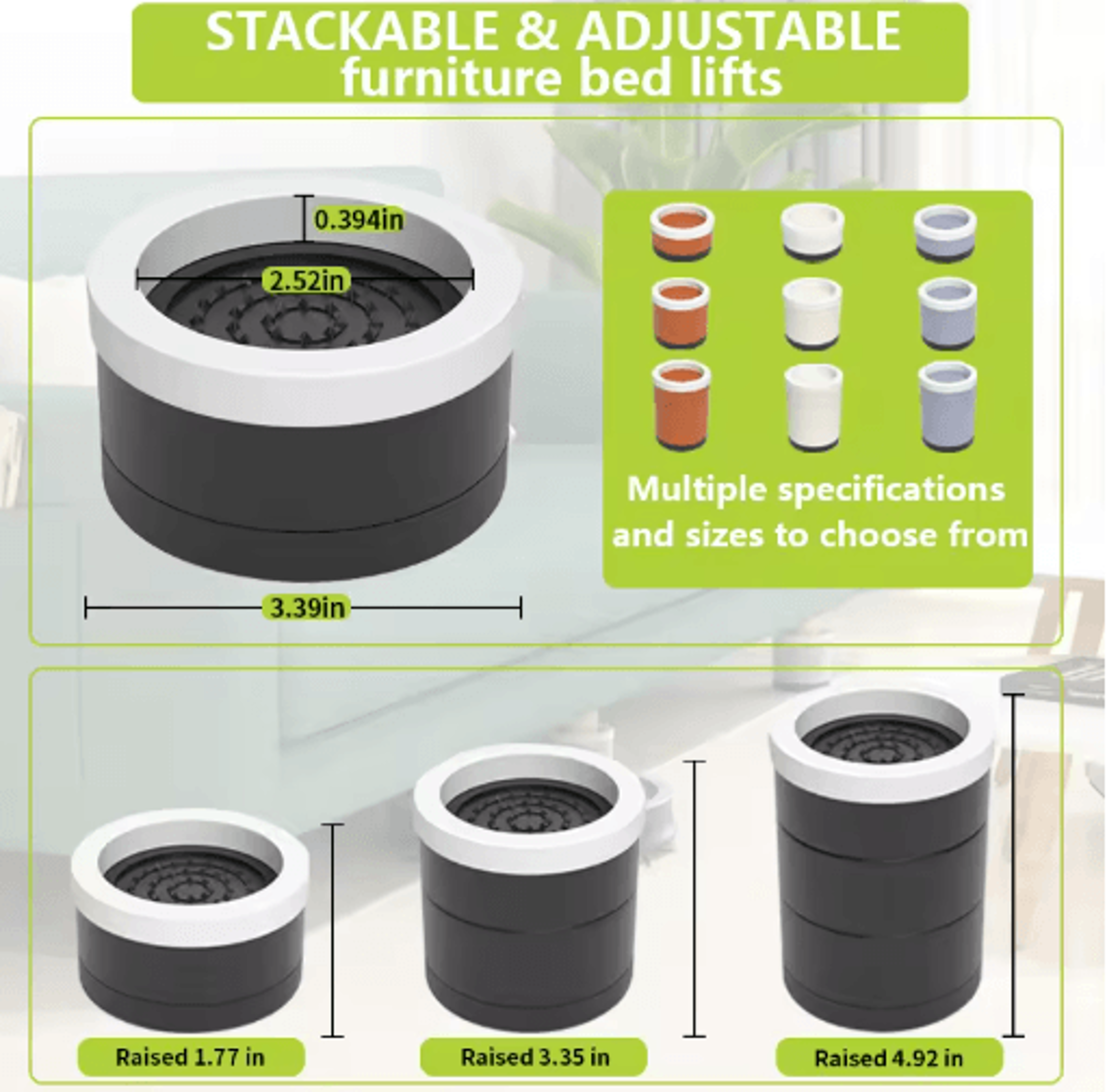 Stackable Furniture Heightening Foot Pads Adjustable Table Cabinet And Bed Leg Risers 0
