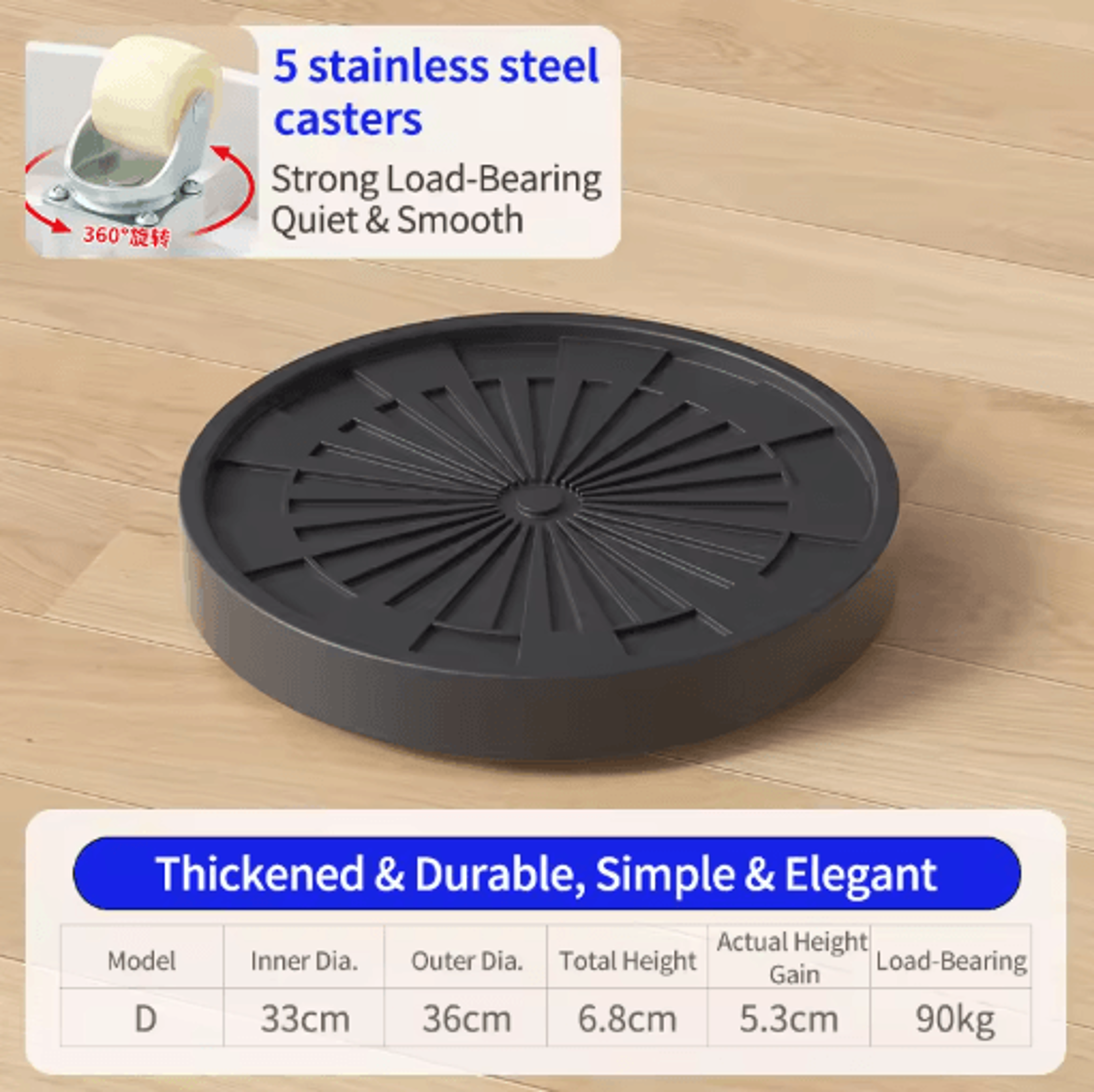 Modern Ultra Slim Caster Plant Pot Tray Ins Style Movable Base With Wheels 9