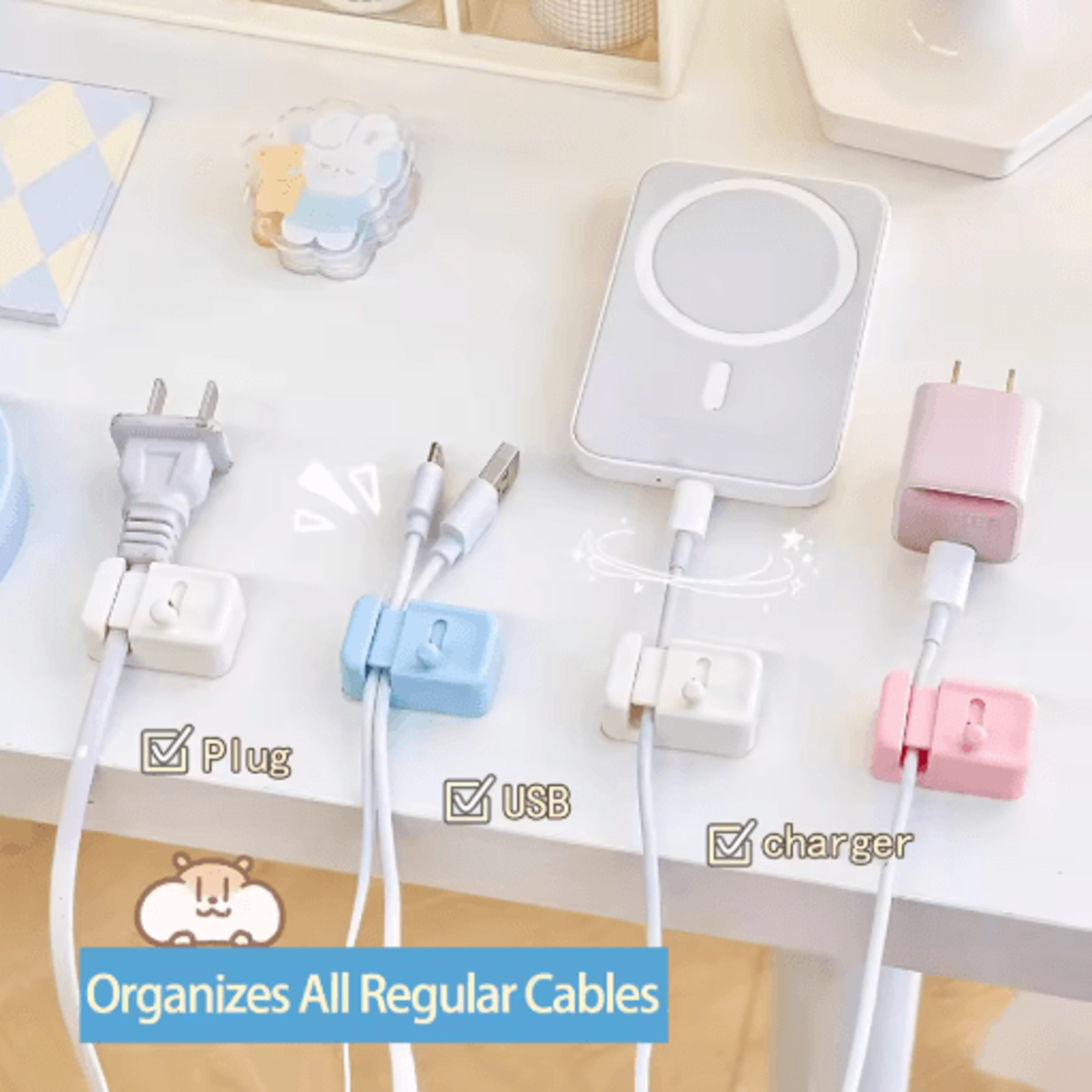 Desktop Cable Organizer Cable Clips For Charging Cords Data Wires And Desk Management 16