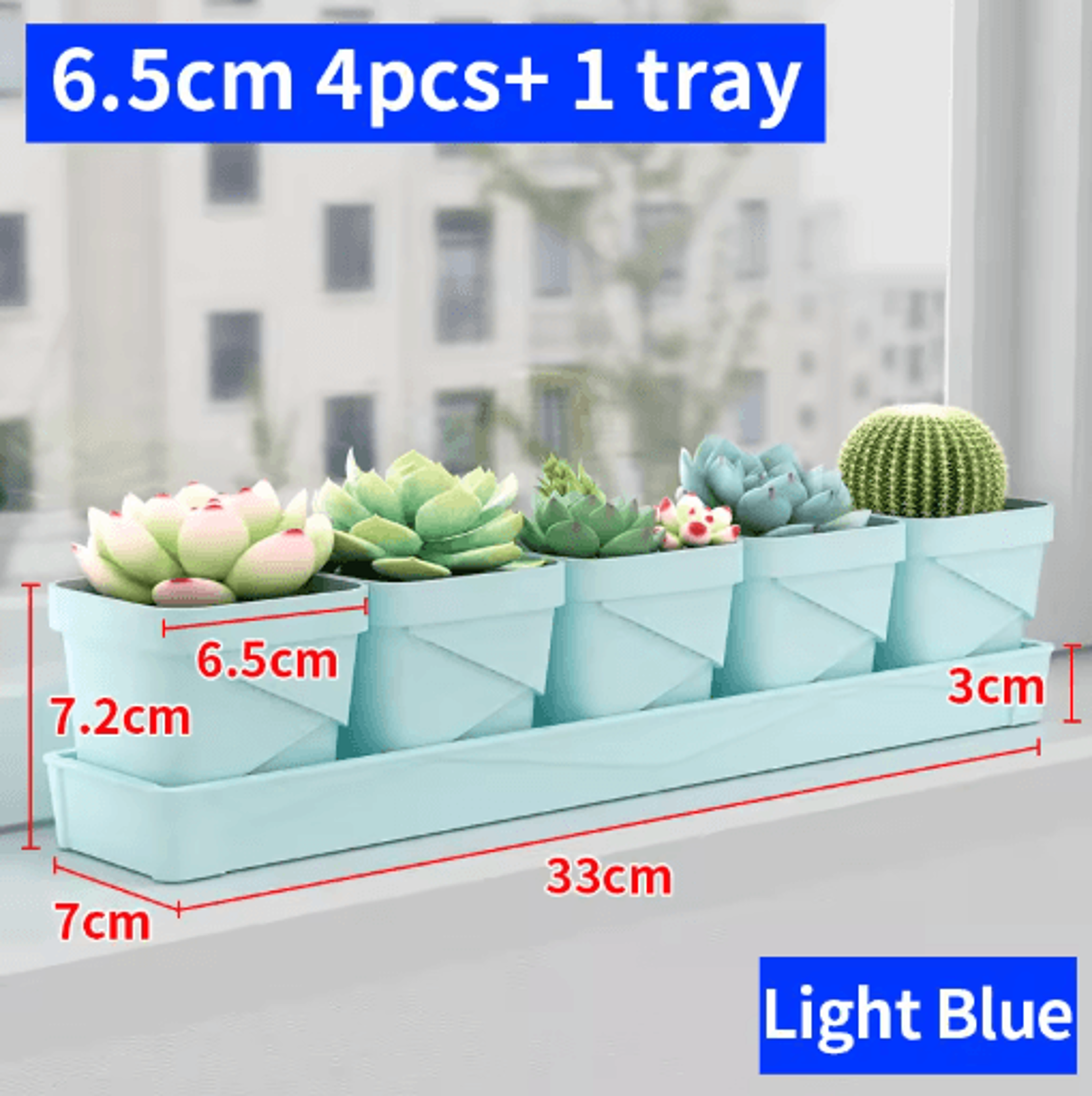 Square Ventilated Plastic Flower Pot Succulent Planter With Thick Drainage Tray 5