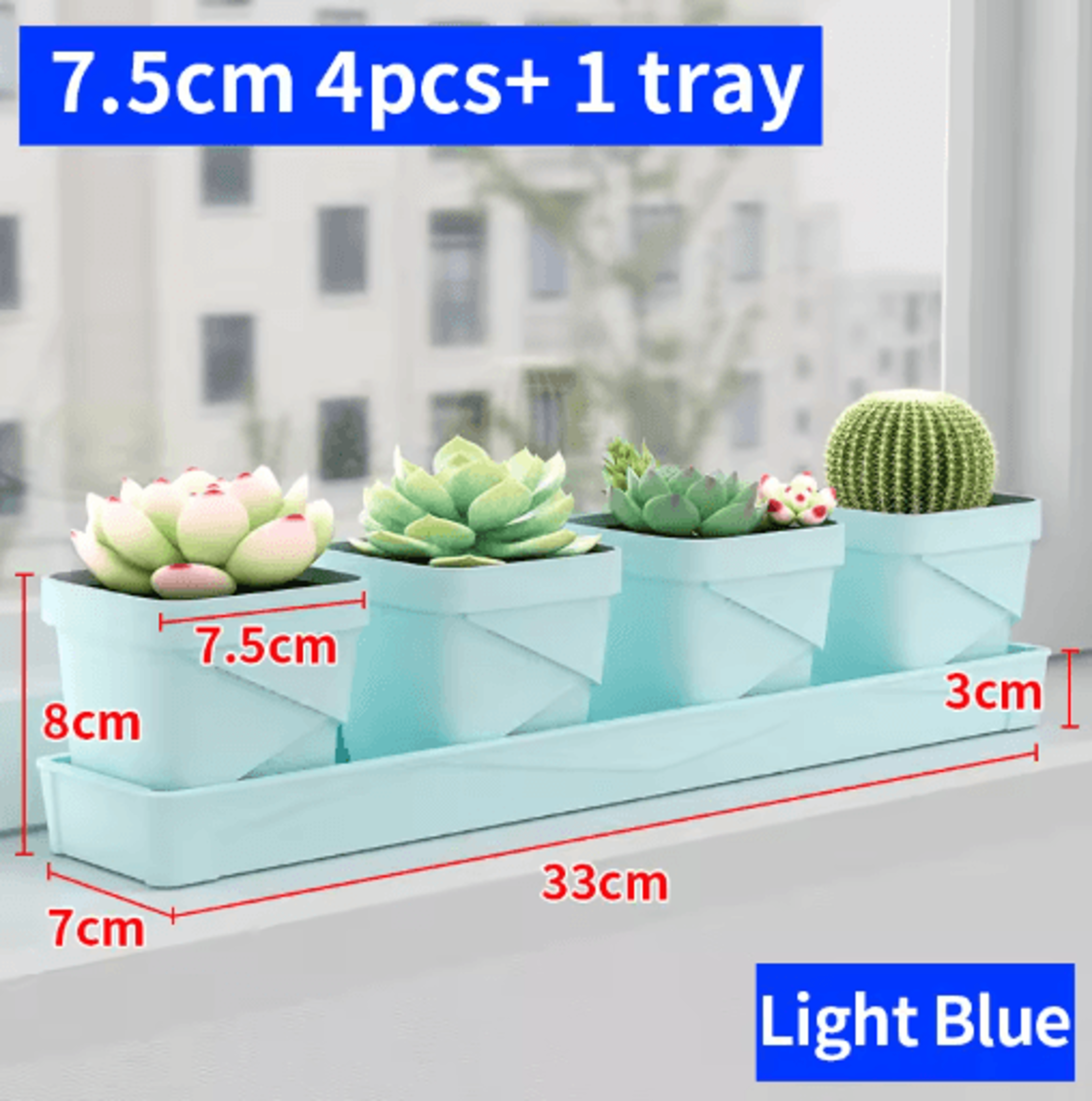 Square Ventilated Plastic Flower Pot Succulent Planter With Thick Drainage Tray 6
