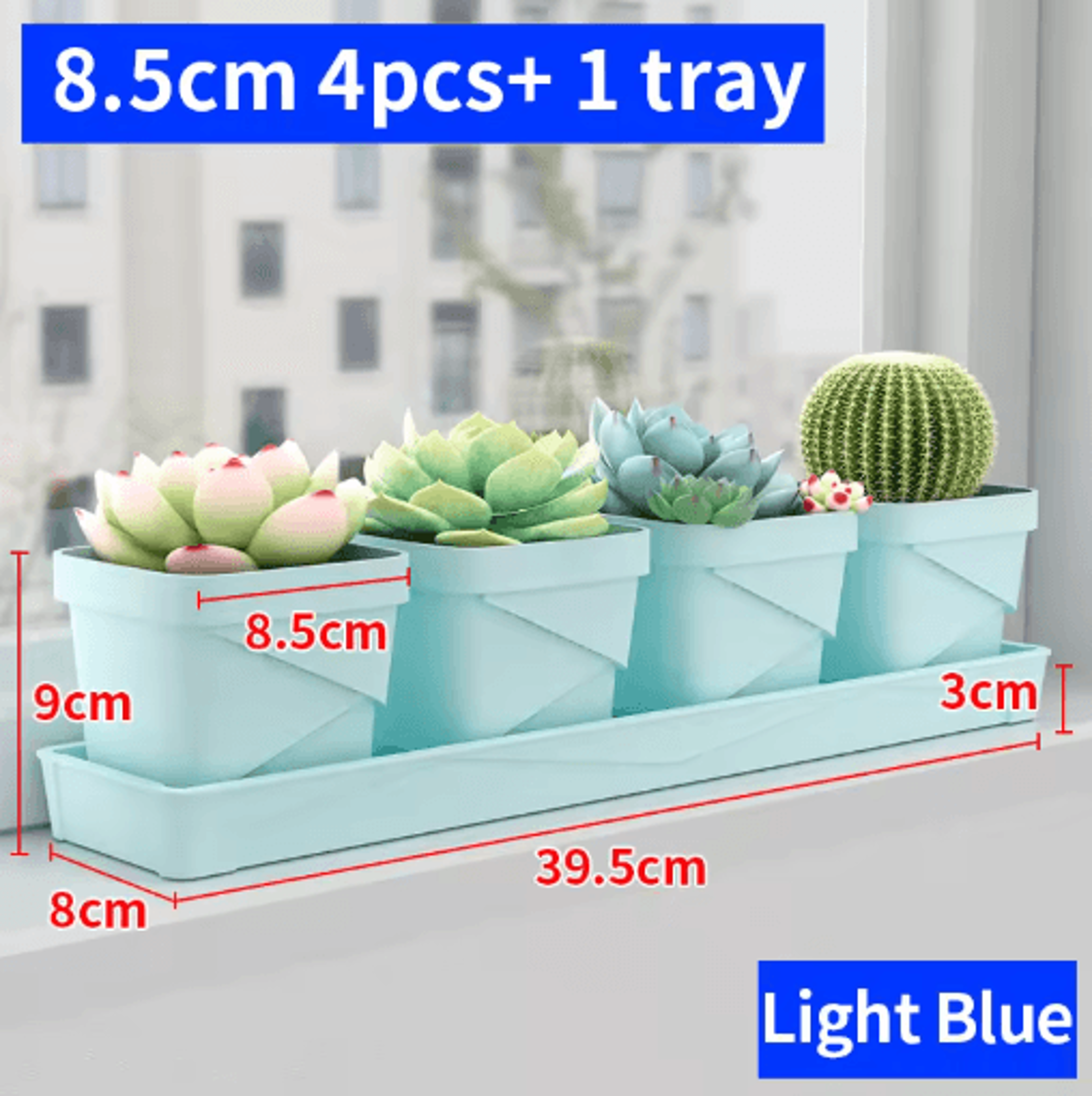 Square Ventilated Plastic Flower Pot Succulent Planter With Thick Drainage Tray 7