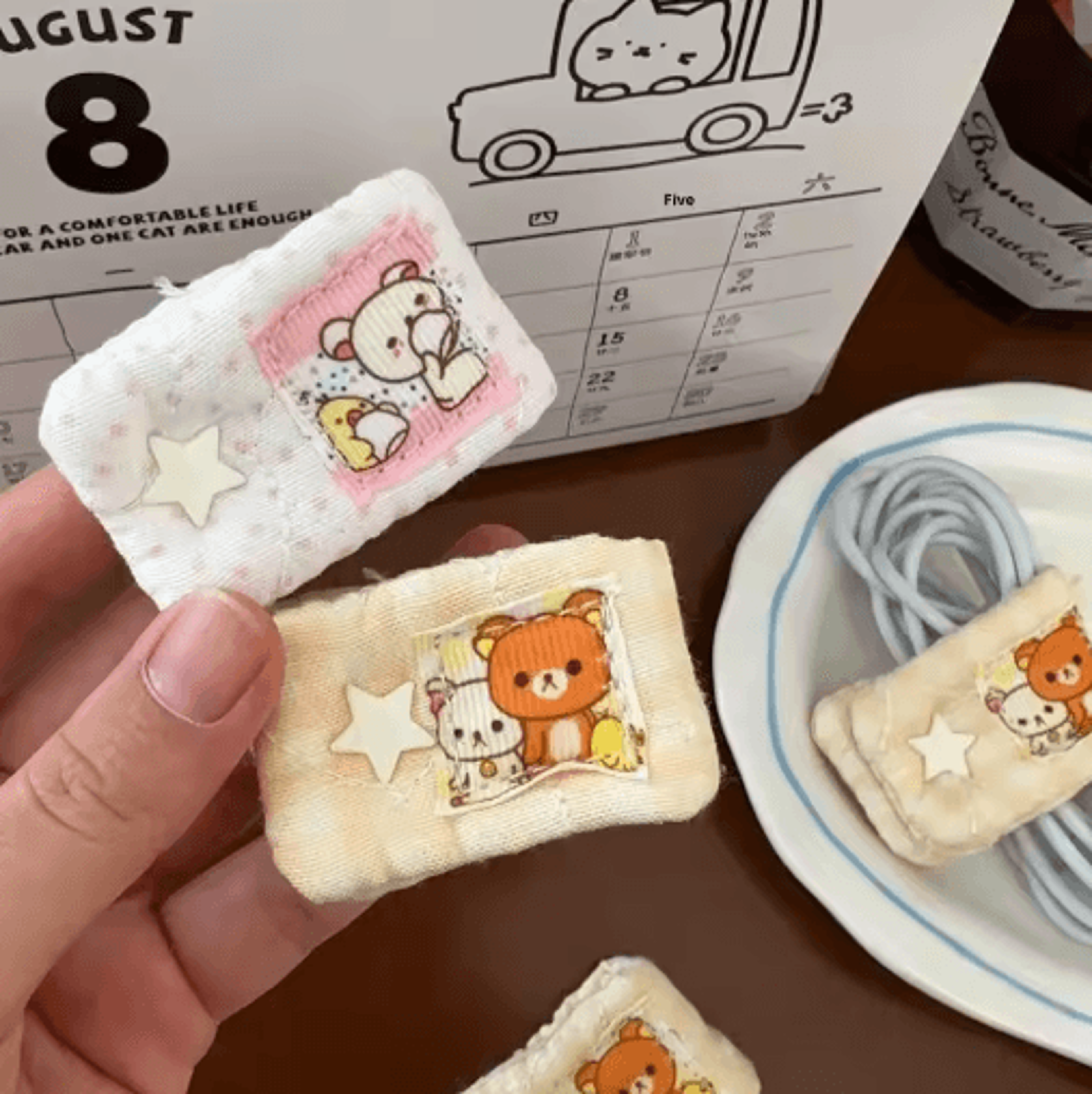 Cartoon Rilakkuma Mashumaro Cable Organizer Portable Data Cable Storage And Fixing Tool 0