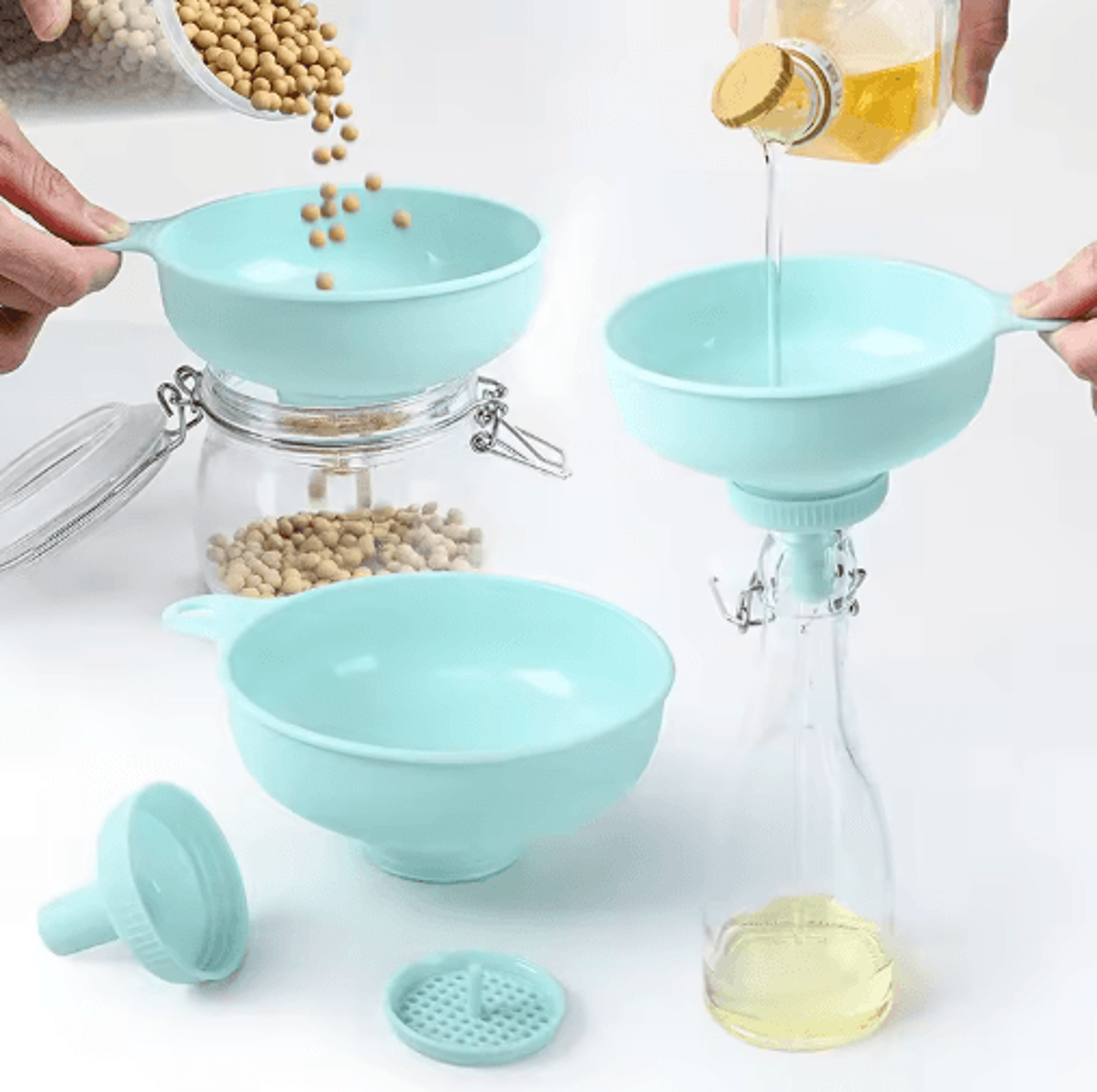 3 In 1 Wide Mouth Funnel Plastic Kitchen Funnel For Jars Jam Oil Wine And Spices 6