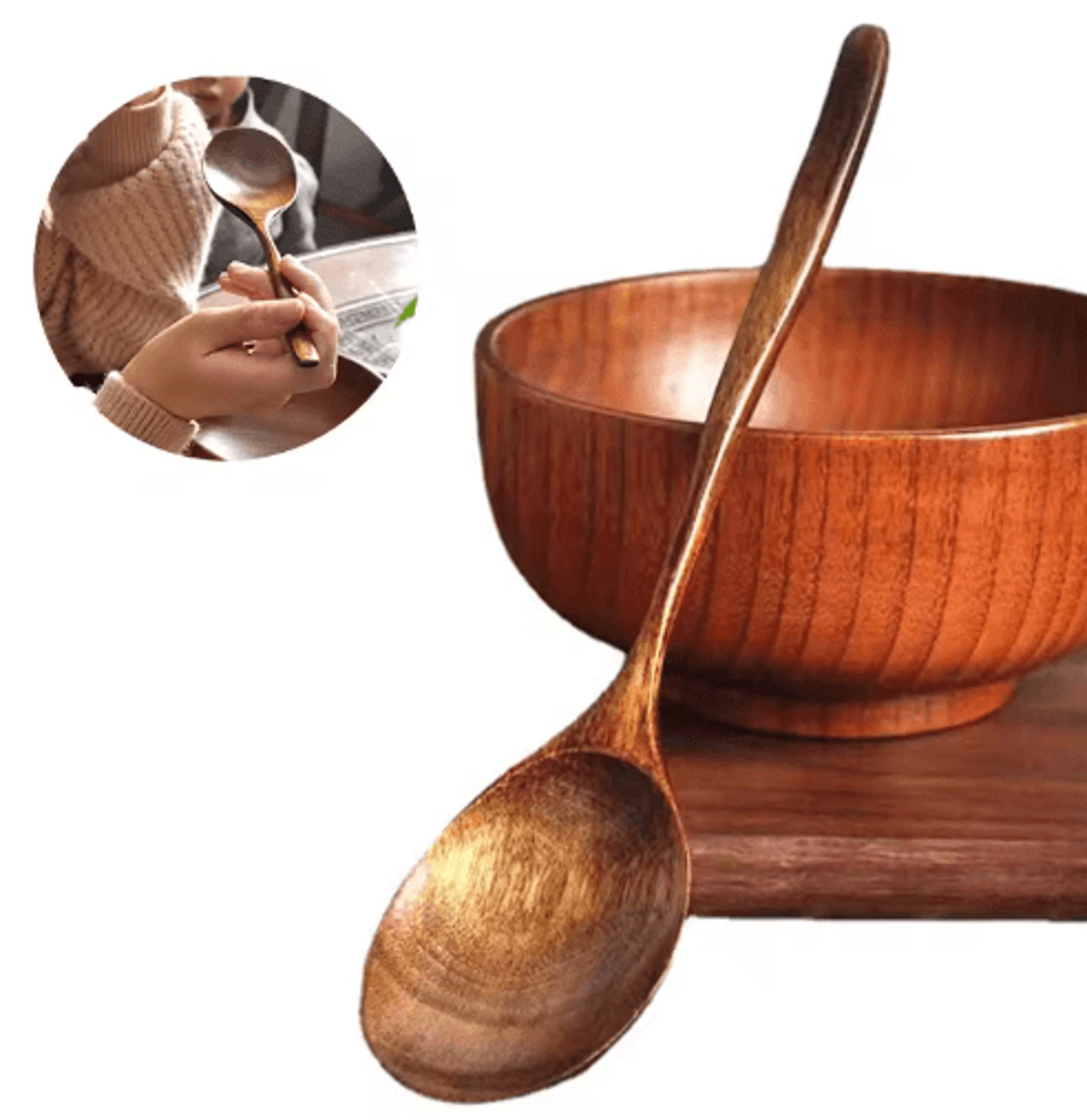 wooden soup spoon eco friendly natural ellipse ladle for cooking and dining
