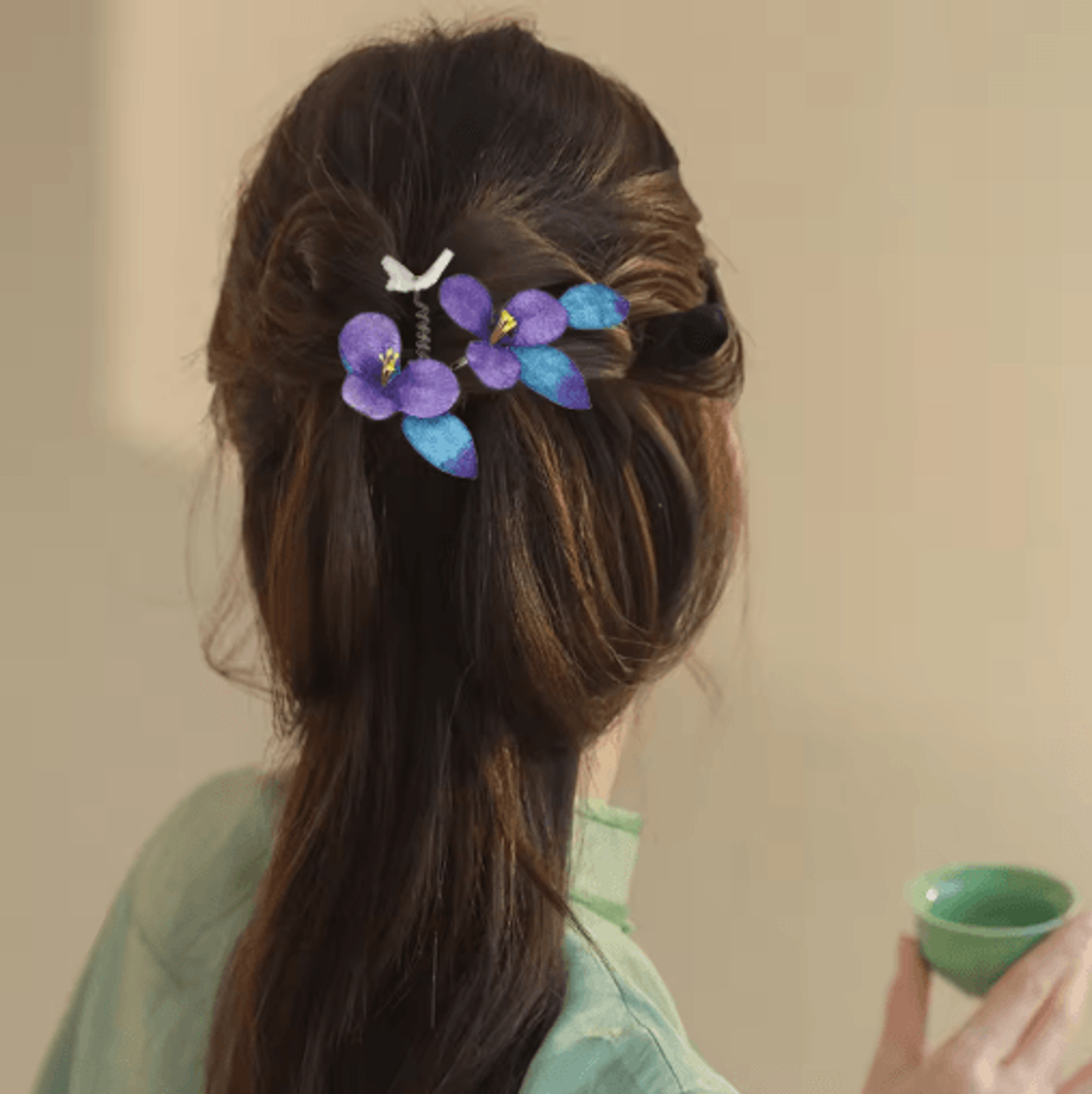 Purple Faux Velvet Hairpin Ancient Style Handmade Filigree Hair Accessory For Hanfu And Cosplay 1 T 8