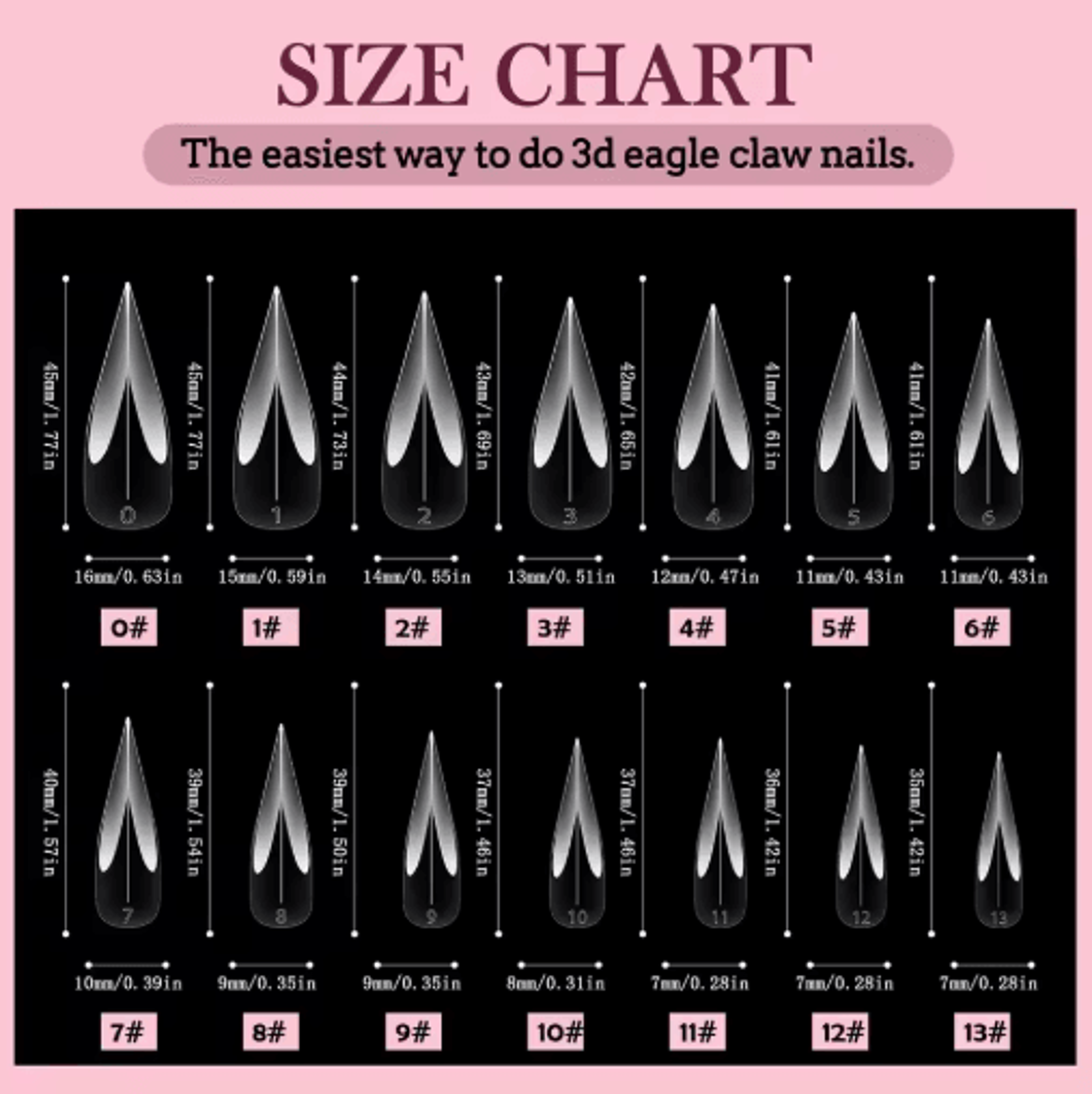 140PCS Reusable Nail Extension Tips Clear Dragon Claw Long Stiletto Press On Nails 3