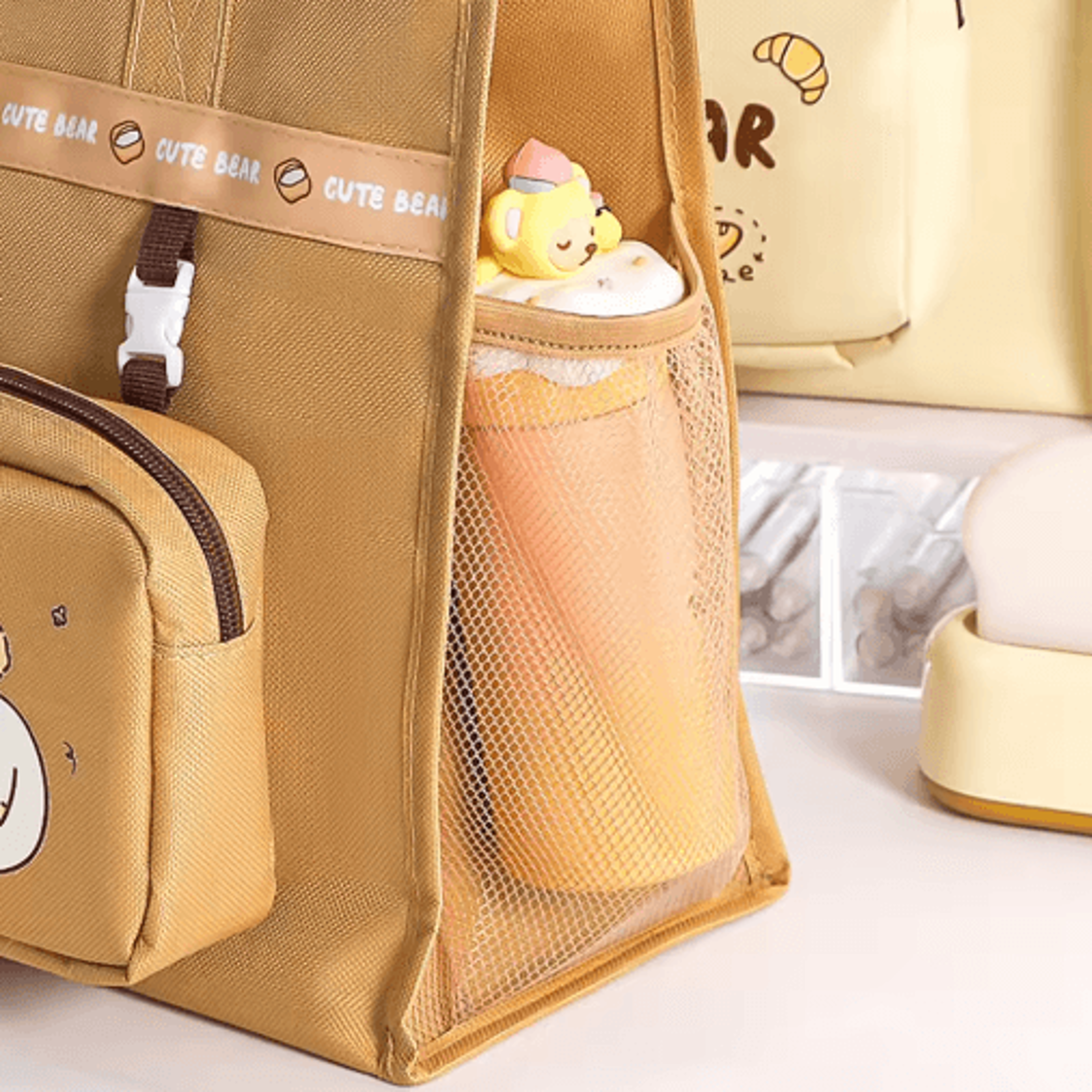 Cute Bear Backpack Large Capacity Student Bag With Detachable Strap For Kids And Teens 5