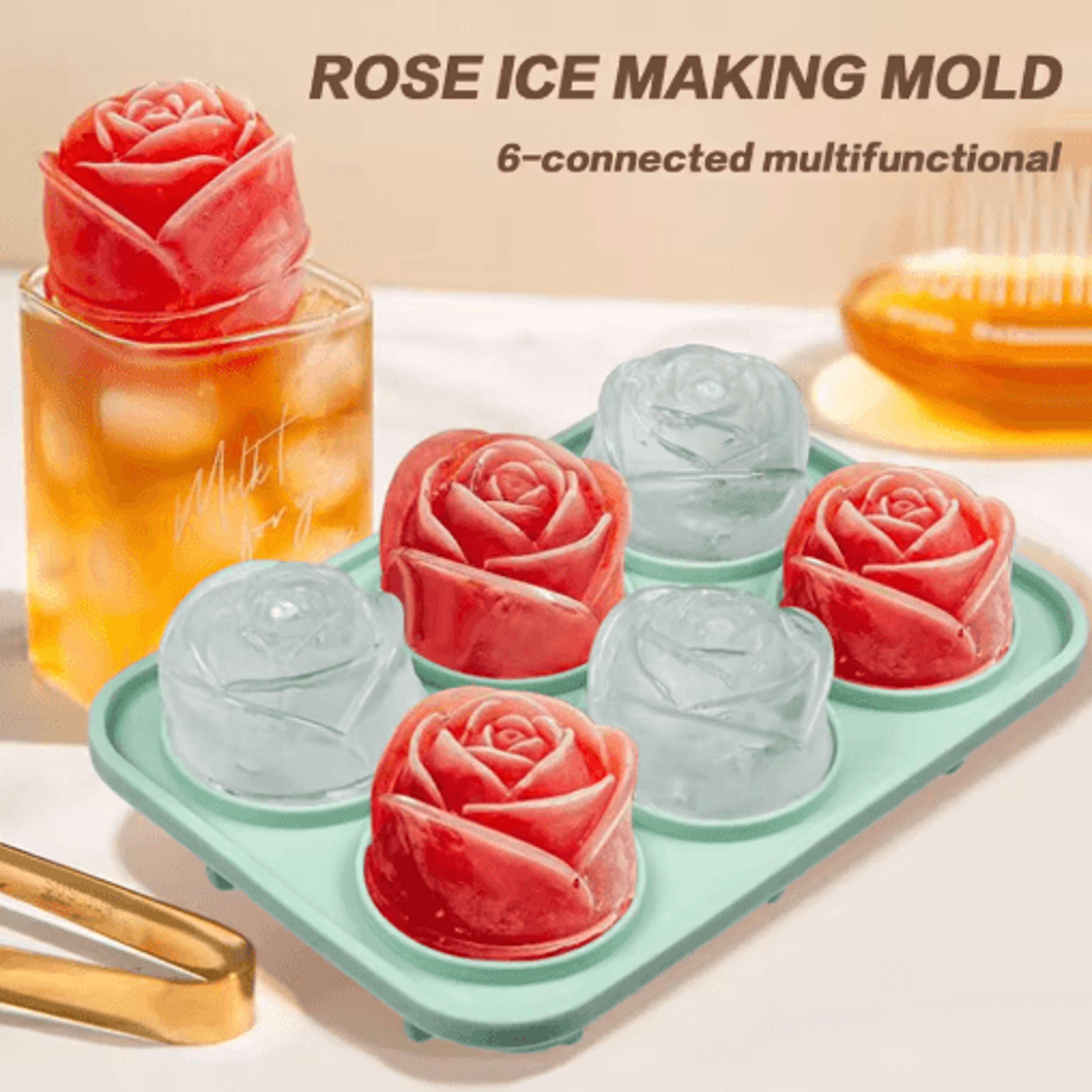 6 Grid Large Silicone Ice Cube Tray Food Grade Square Ice Mold For Whiskey And Bar Drinks 9