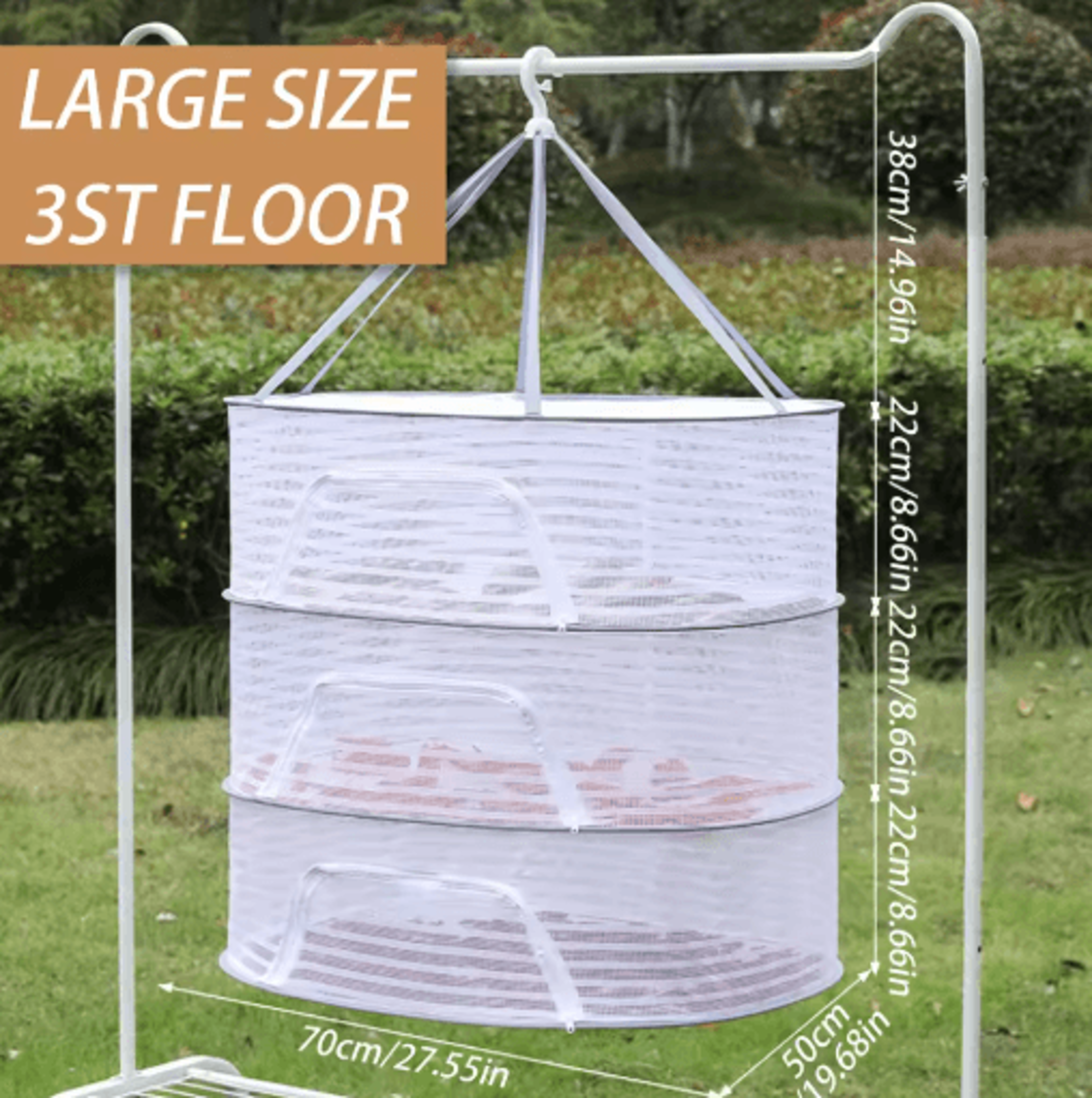 Foldable Hanging Dry Rack With Fly Trap Net Multi Layer Mesh Drying Bag For Food And Laundry 1 2 3  2