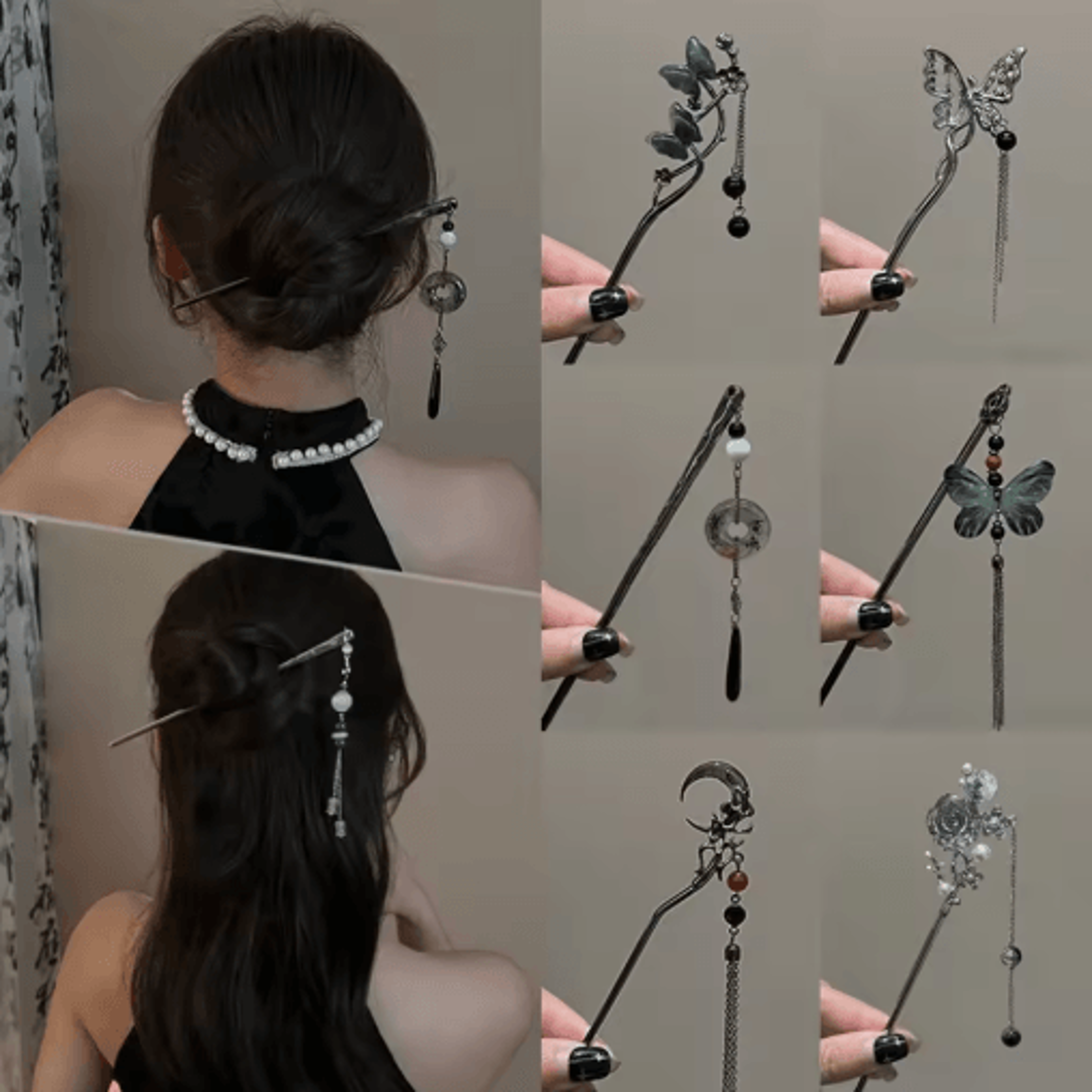 Chinese Style Vintage Butterfly Hair Clip Tassel Zinc Alloy Hairpin For Weddings And Parties 9
