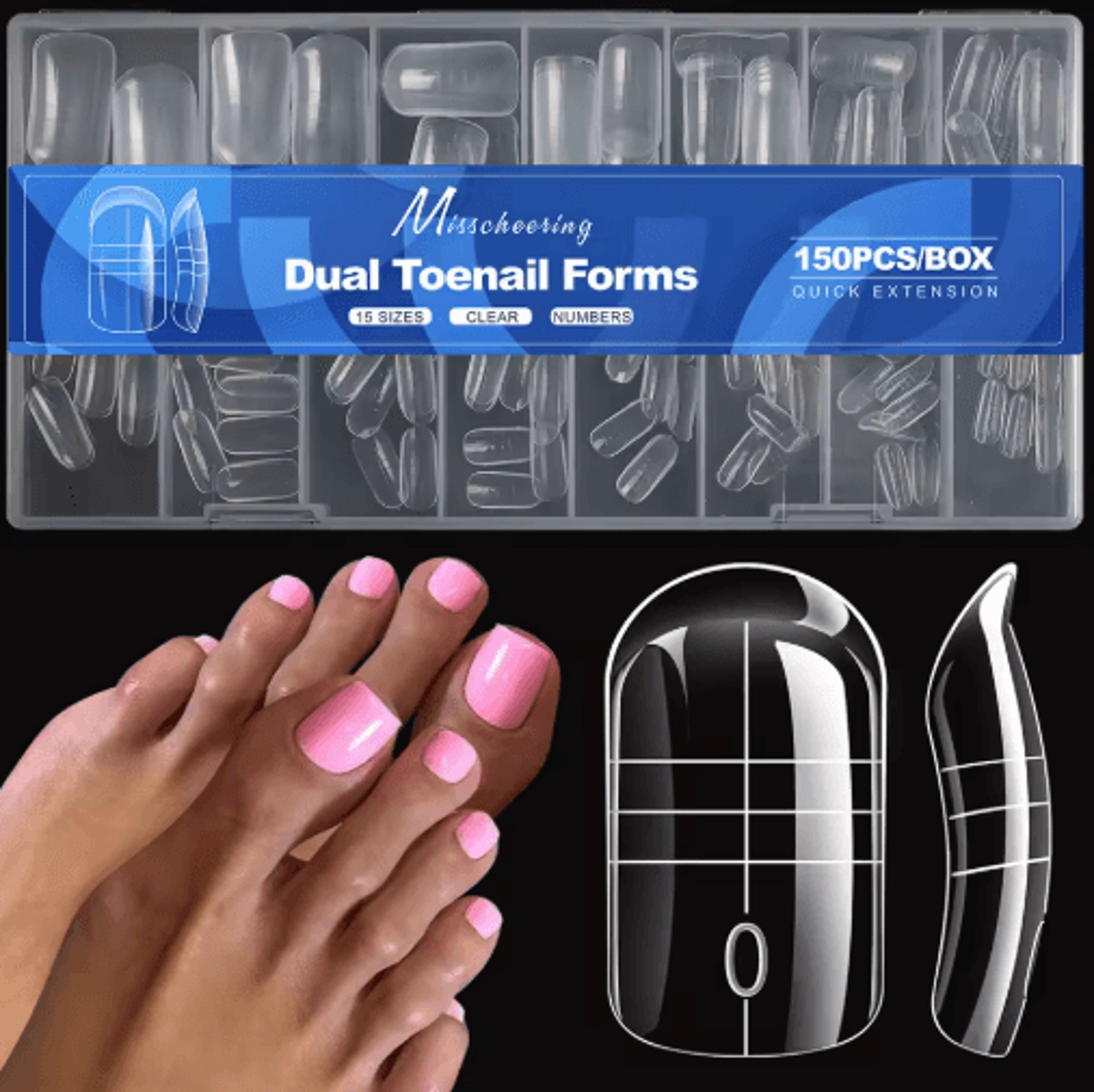 150pcs clear toe nail extensions full cover press on fake toe tips for diy pedicure