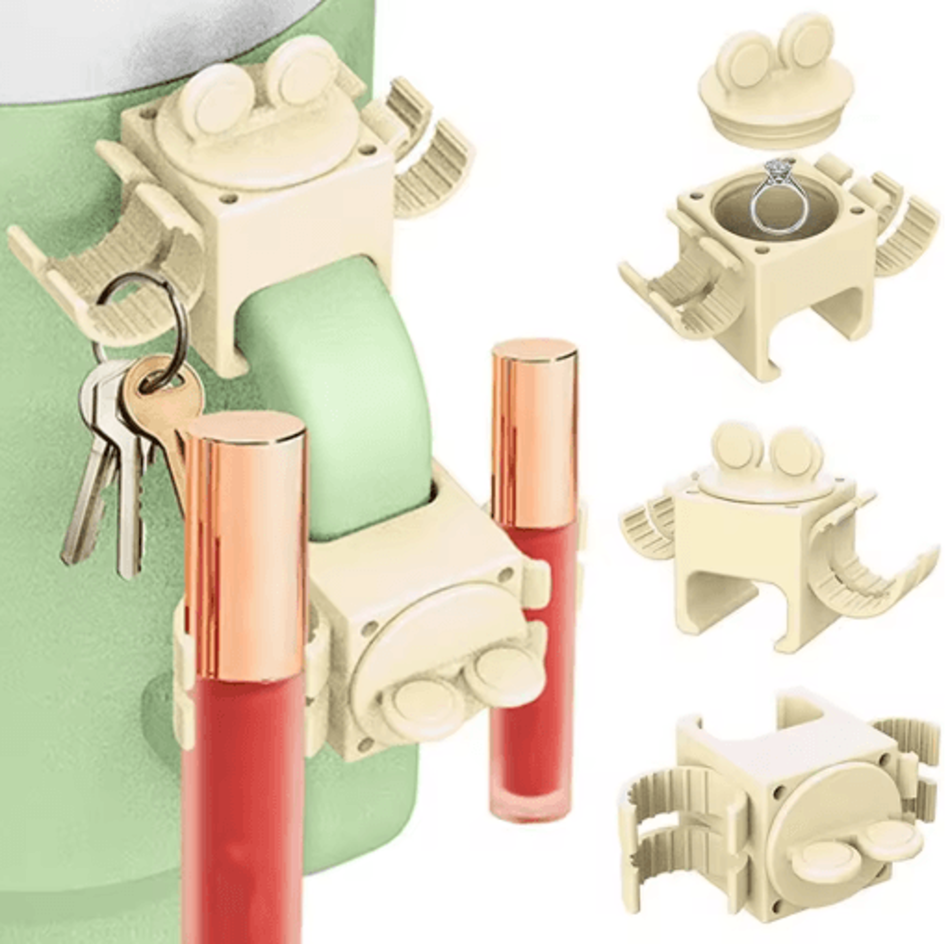Lipstick Holder For Stanley Cup Handle Multifunctional Storage Clip With Keychain And Finger Ring 6