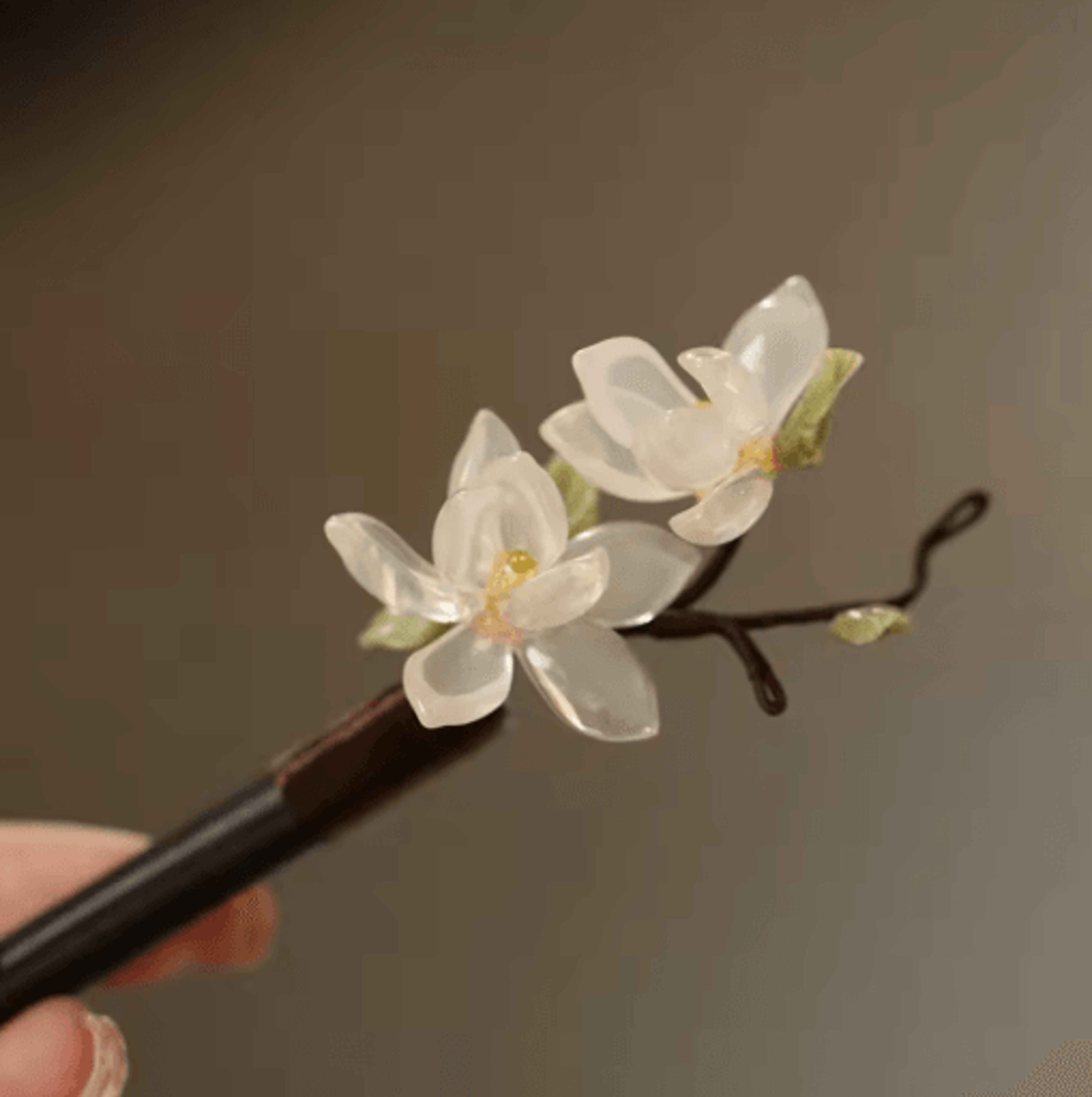 Pink Flower Hair Pin Retro Chinese Style Wooden Hair Sticks With Pendant For Hanfu 5