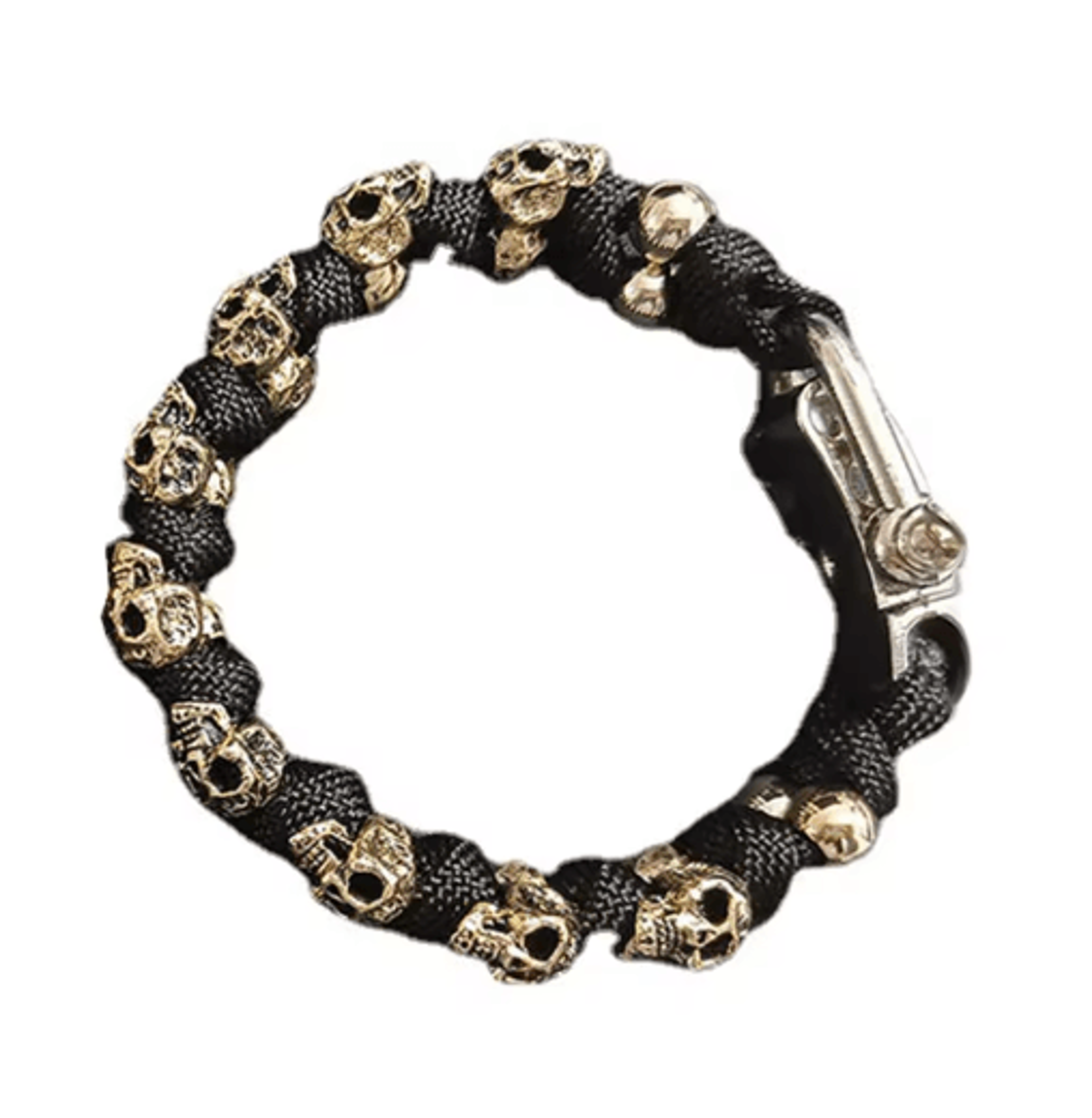 Punk Skull Paracord Bracelet For Men Vintage Handmade Adjustable Wristband 1