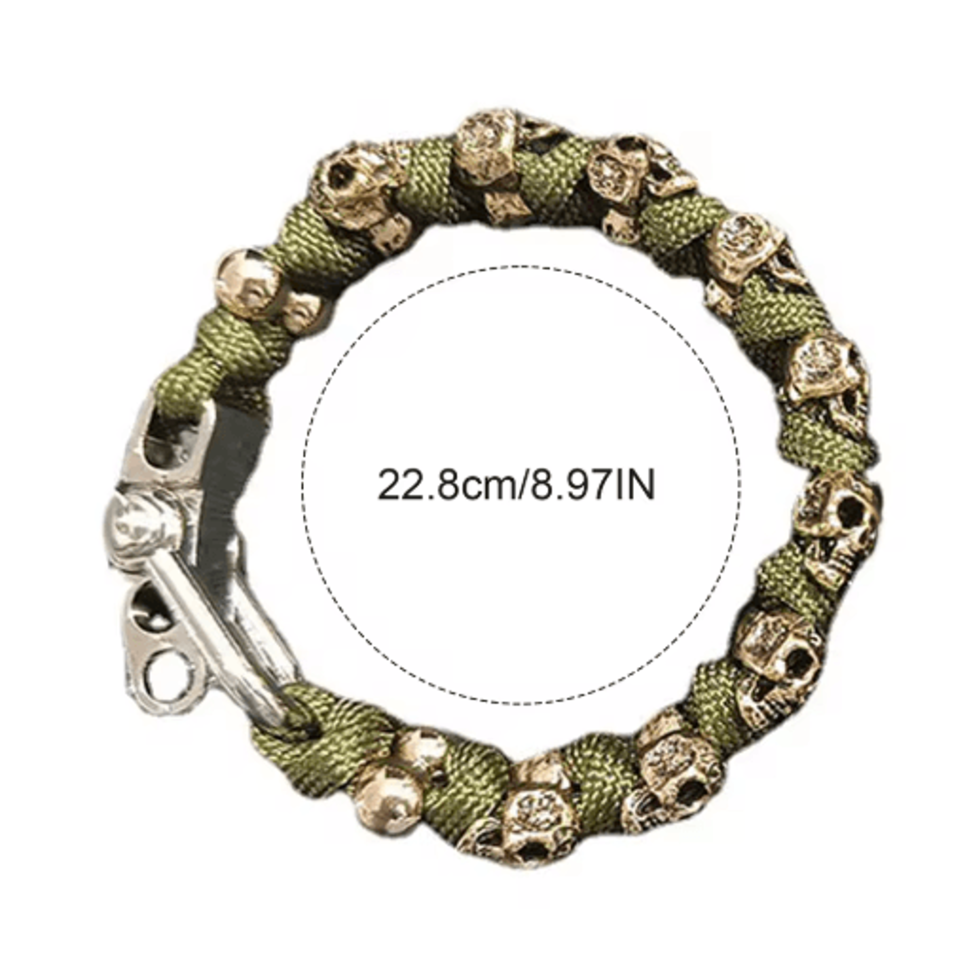 Punk Skull Paracord Bracelet For Men Vintage Handmade Adjustable Wristband 3
