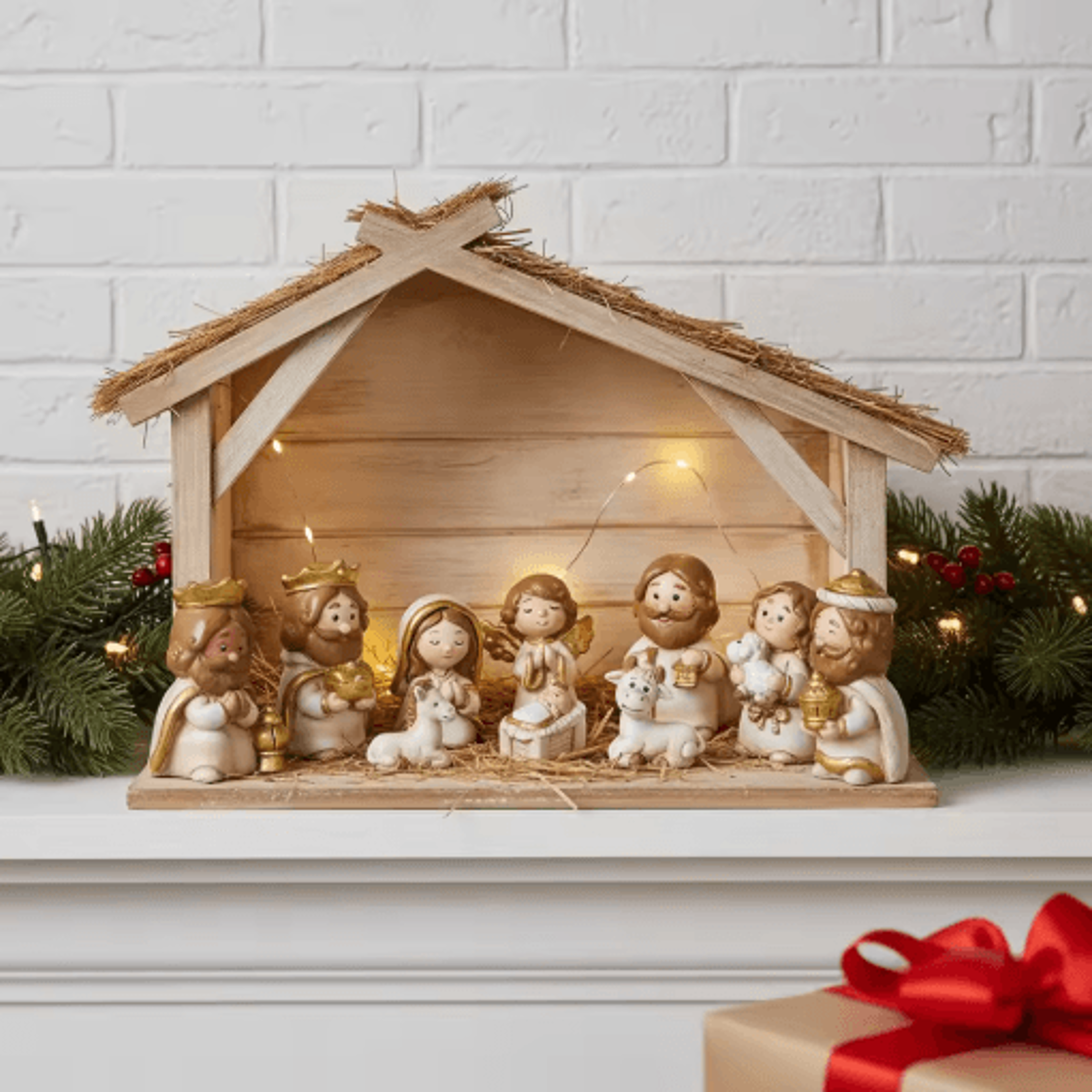 Cartoon Christmas Nativity Scene Figurines Hand Painted Resin Holiday Decor Set 5