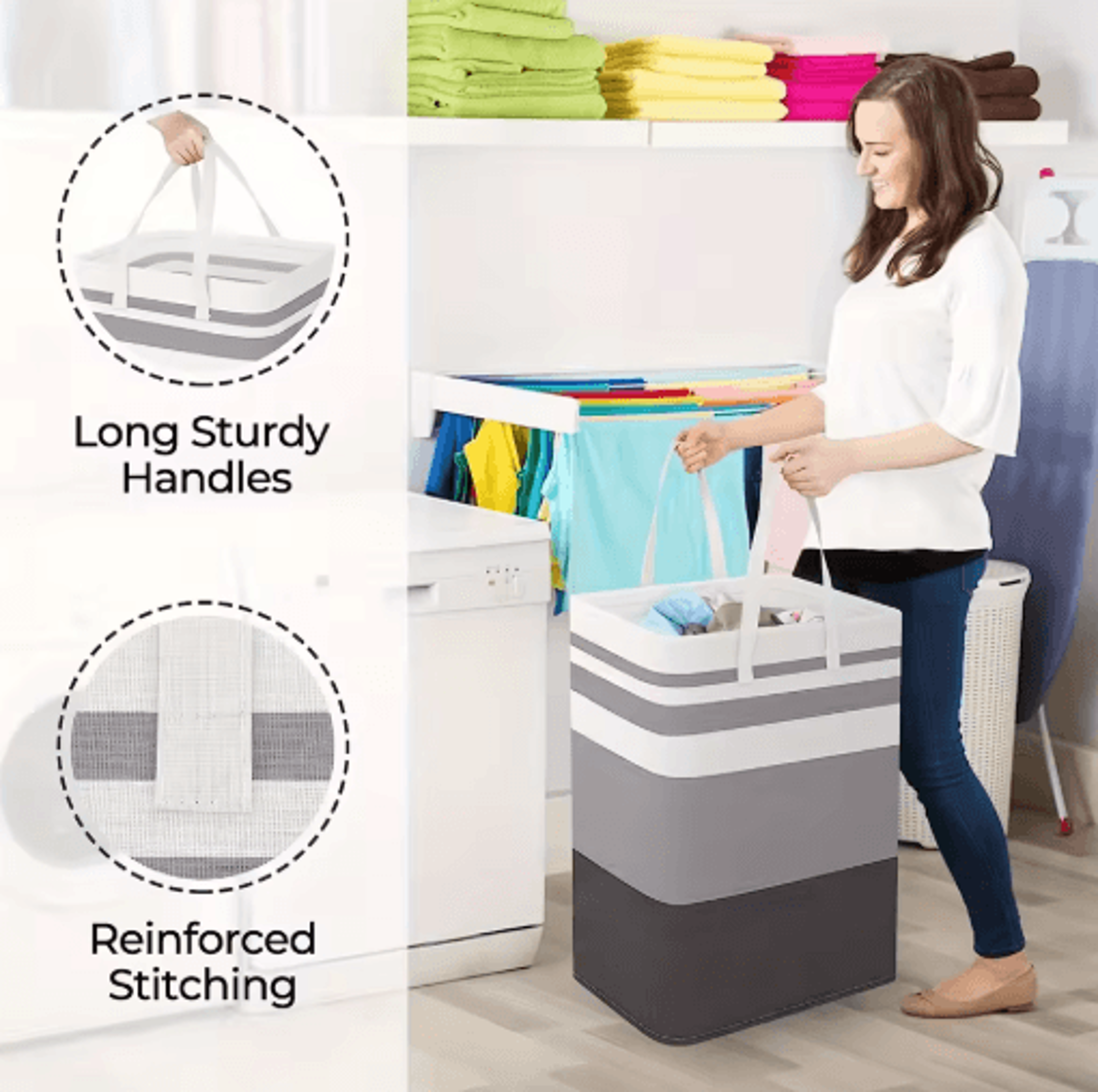 75L Large Laundry Basket Durable Clothes Hamper With Handles For Home Dorm And Hotel Use 9