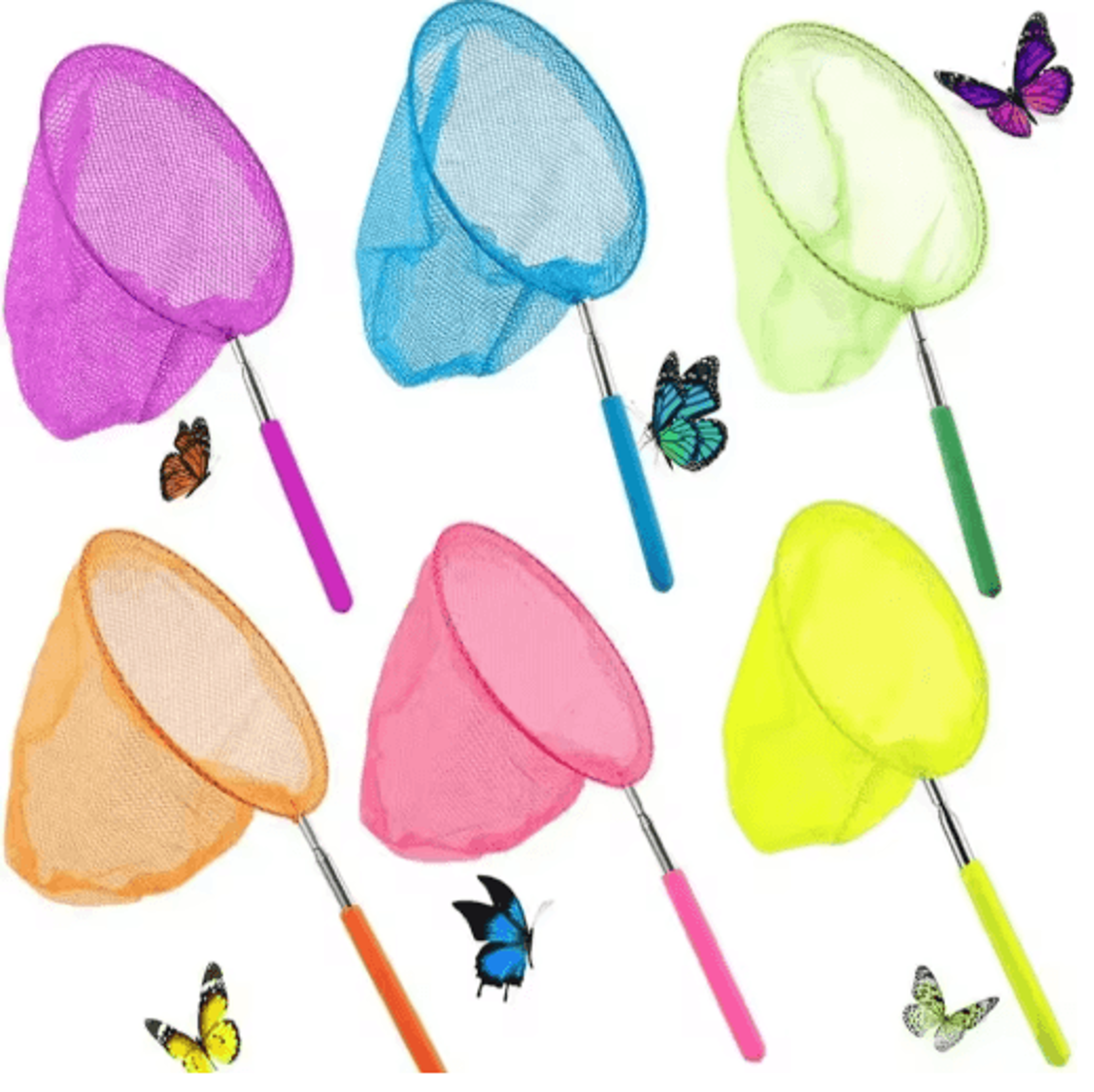 Stainless Steel Telescopic Fishing Dip Net Colorful Butterfly Net For Kids 0