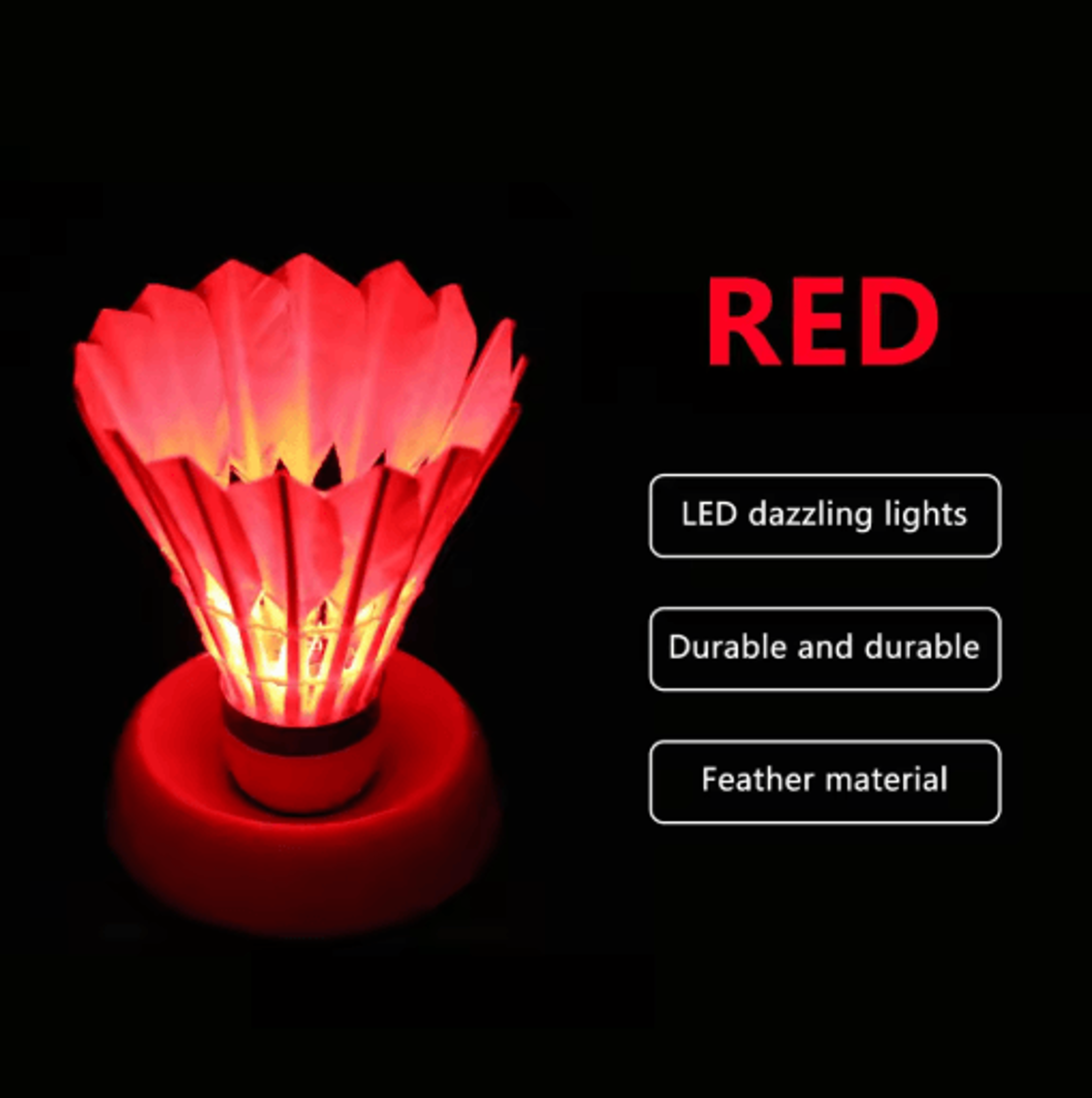 4PCS LED Badminton Shuttlecocks Light Up Glow Badminton Birdies For Indoor And Outdoor Play 6