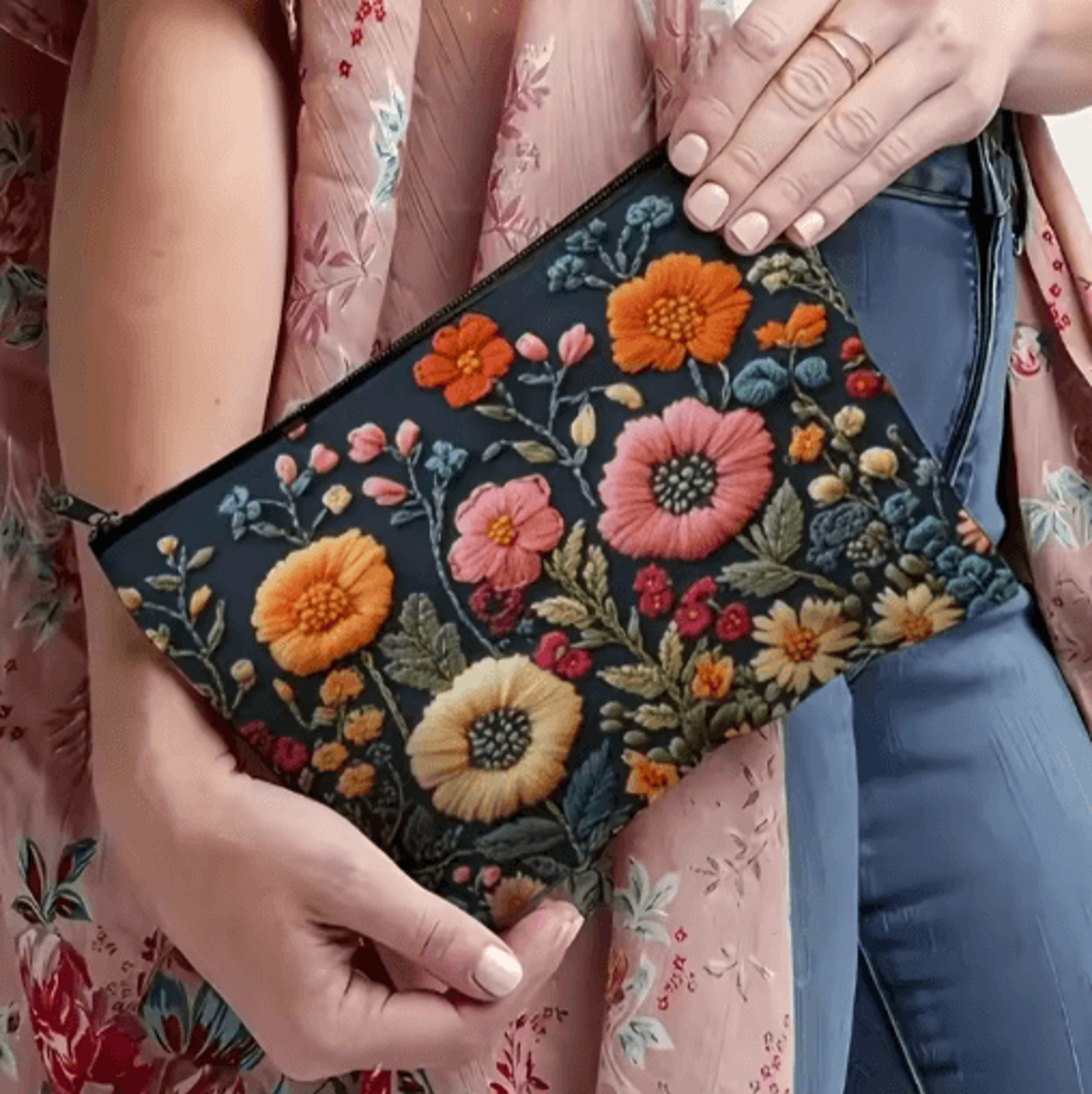 Vibrant Floral Makeup Bag Portable Travel Cosmetic And Toiletry Organizer 1 PC 1
