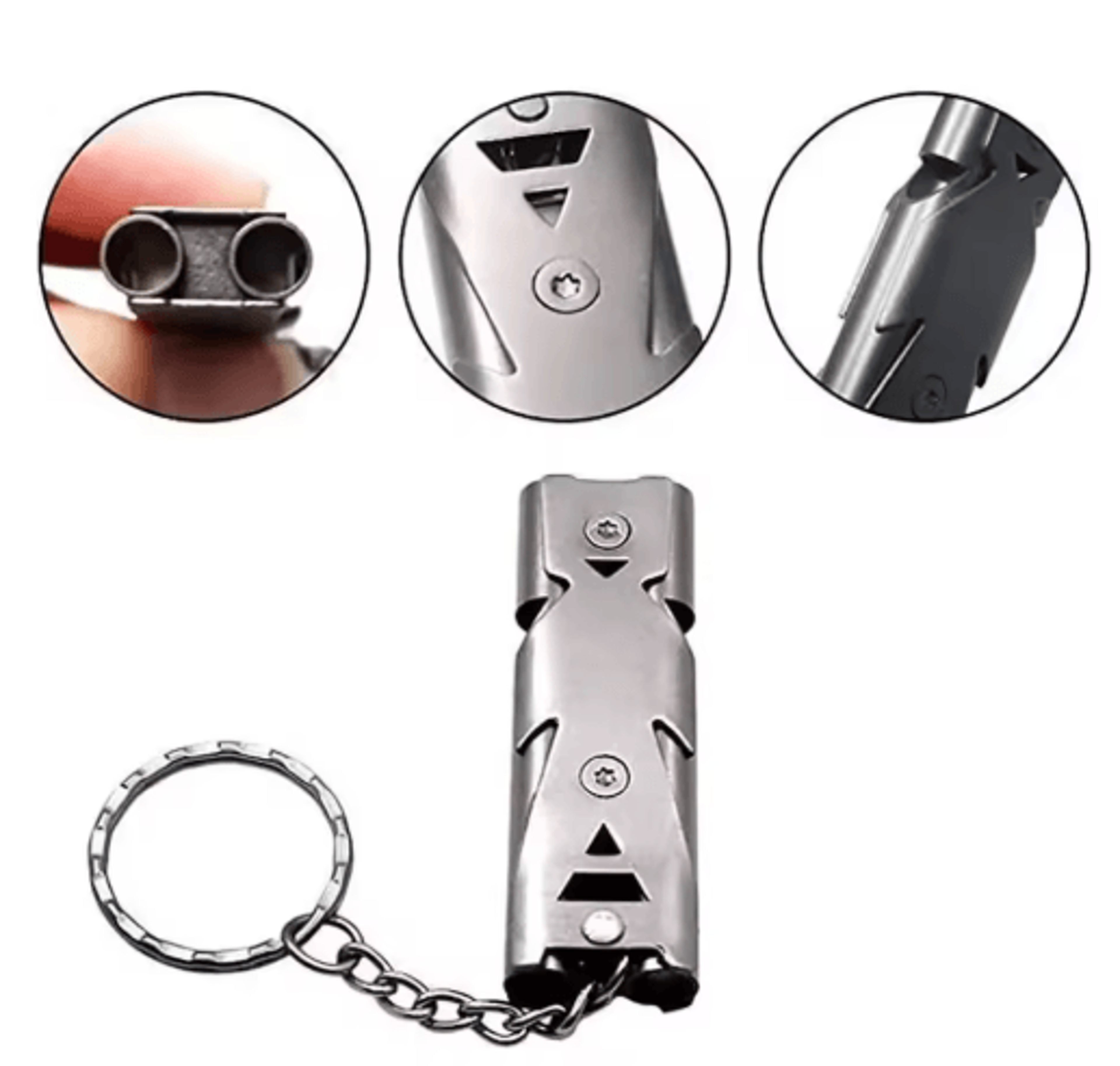 Double Pipe Whistle Pendant Keychain High Decibel Emergency Survival Whistle For Outdoor Use 3