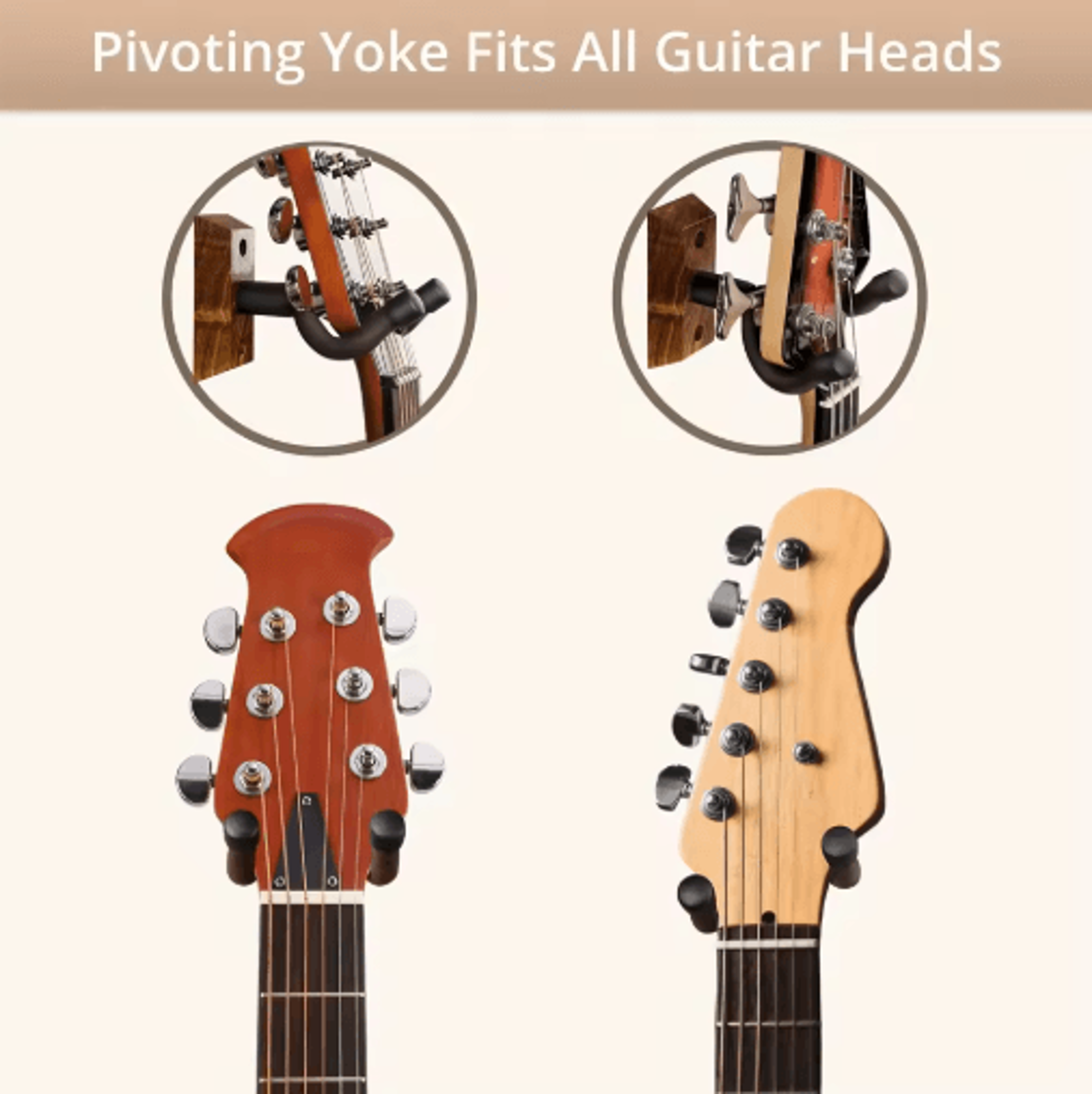 Zebra Wood Guitar Wall Mount Rotating Hook Guitar Hanger For All Guitar Sizes 2