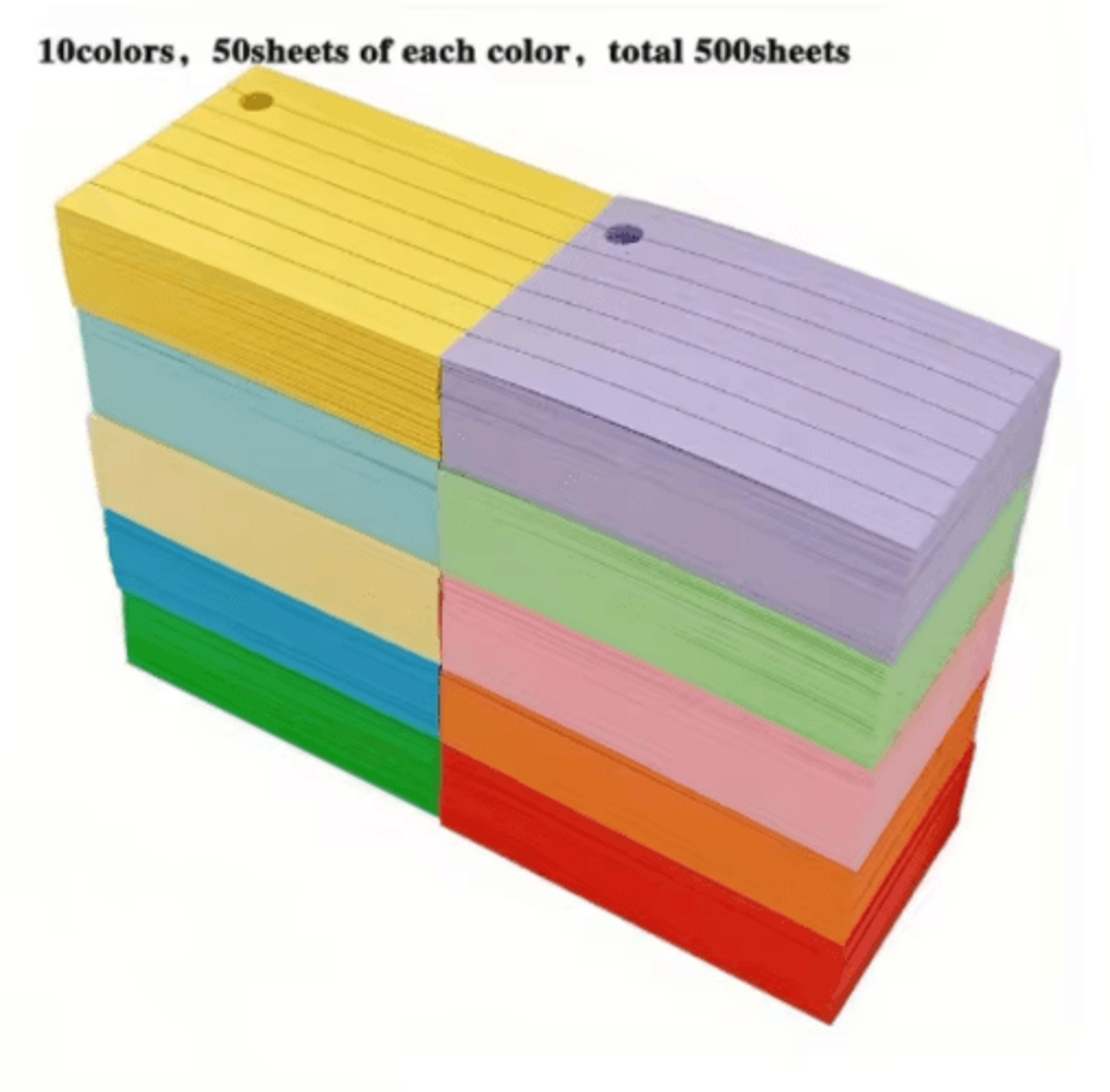 500 Sheet Lined Colored Index Cards With Rings Ruled Flashcards For Study And School Notes 1