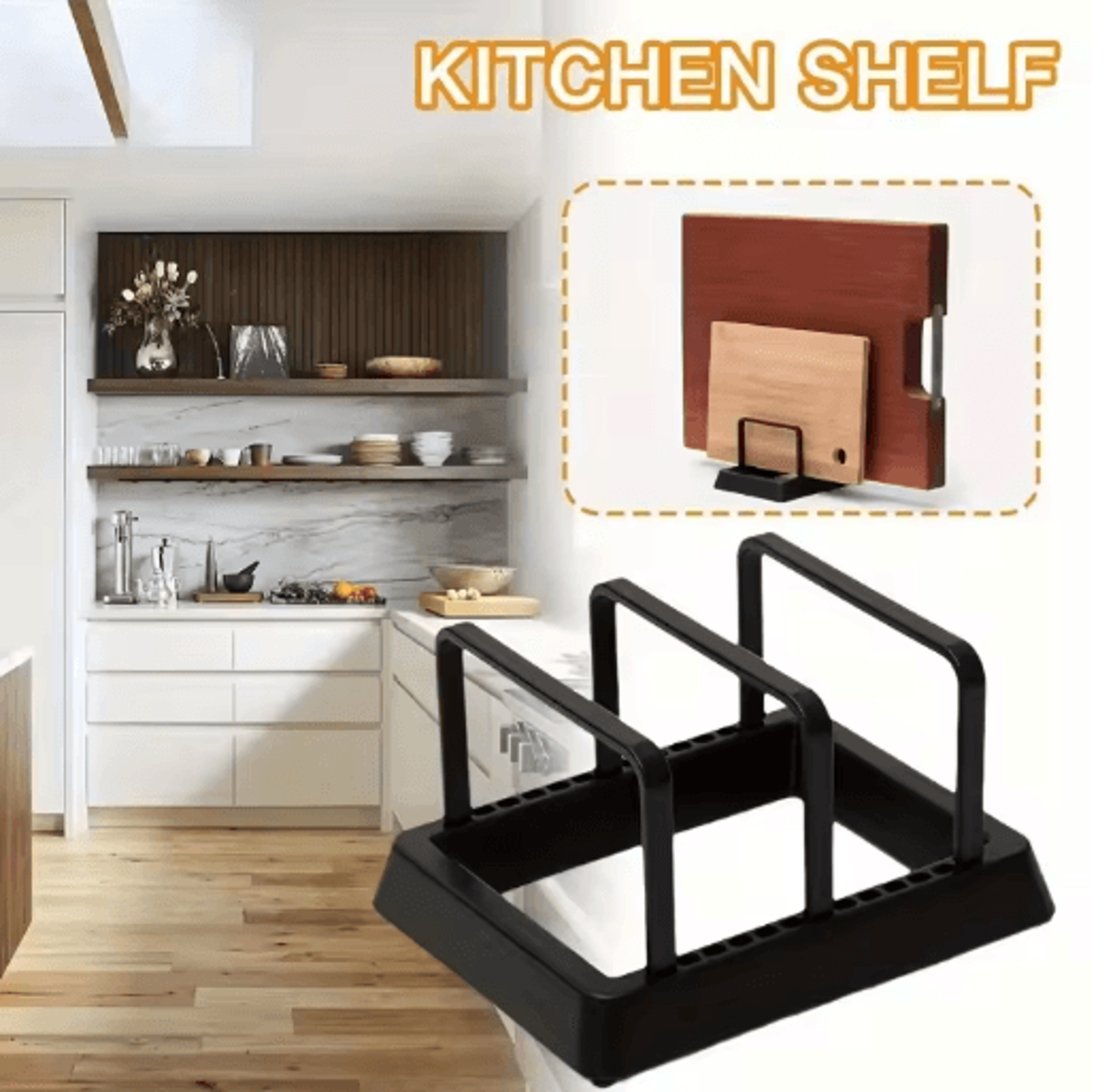 3in1 Kitchen Organizer Rack Space Saving Countertop Drying And Storage For Pots Lids And Boards 3